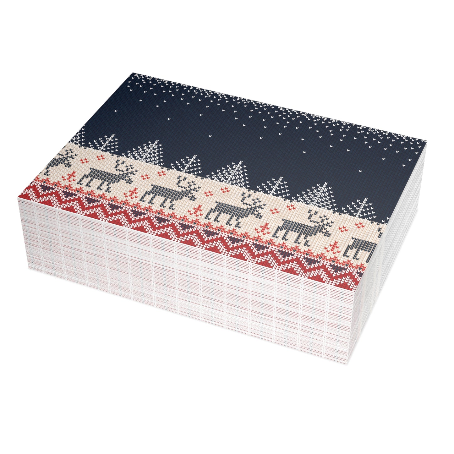 Paper products Personalized Ugly Reindeer Sweater Postcard Bundles | Custom Holiday Cards with Envelopes | Festive Knit-Look Stationery