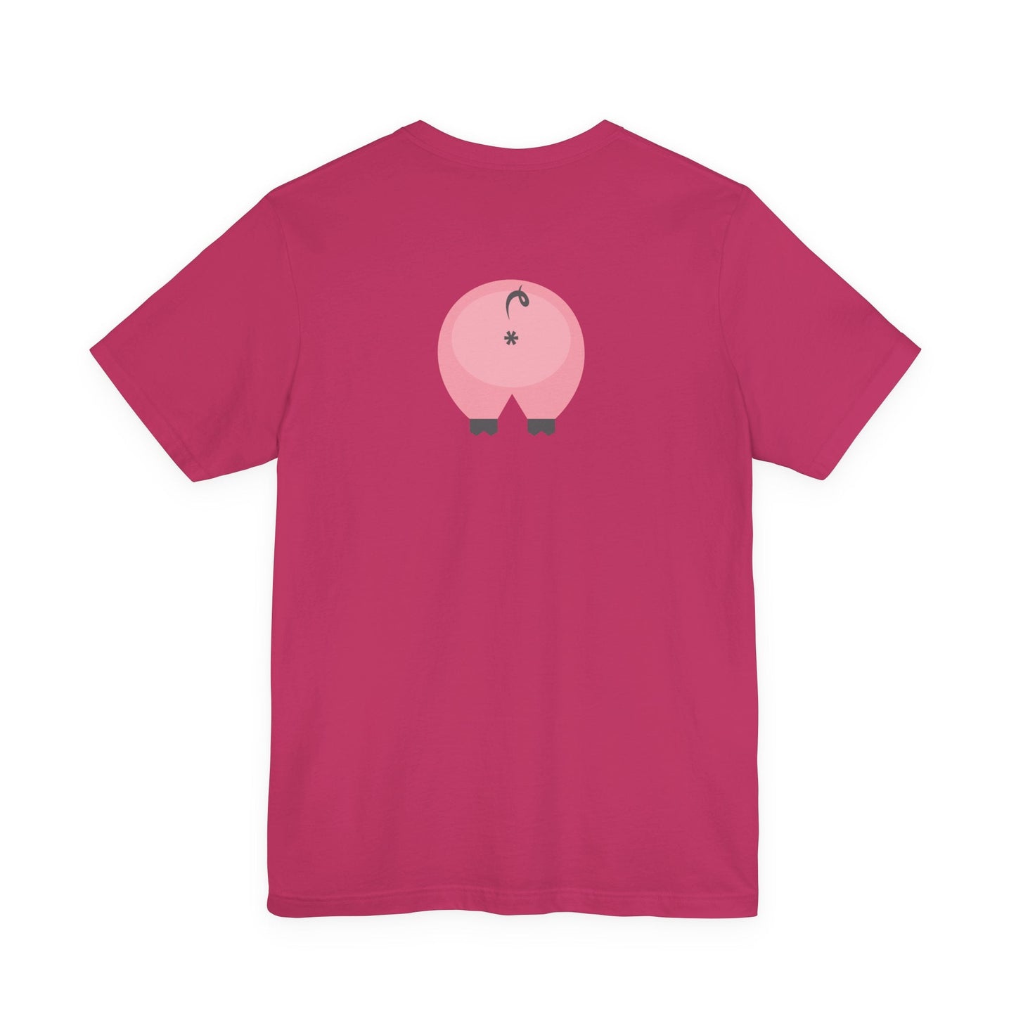 Berry / 4XL T-Shirt Pink 'Oink' Jersey Double-Sided Tee - Dirty Pigs, Bubble Butt Graphic, Ethical Soft Cotton, Unisex S-3XL