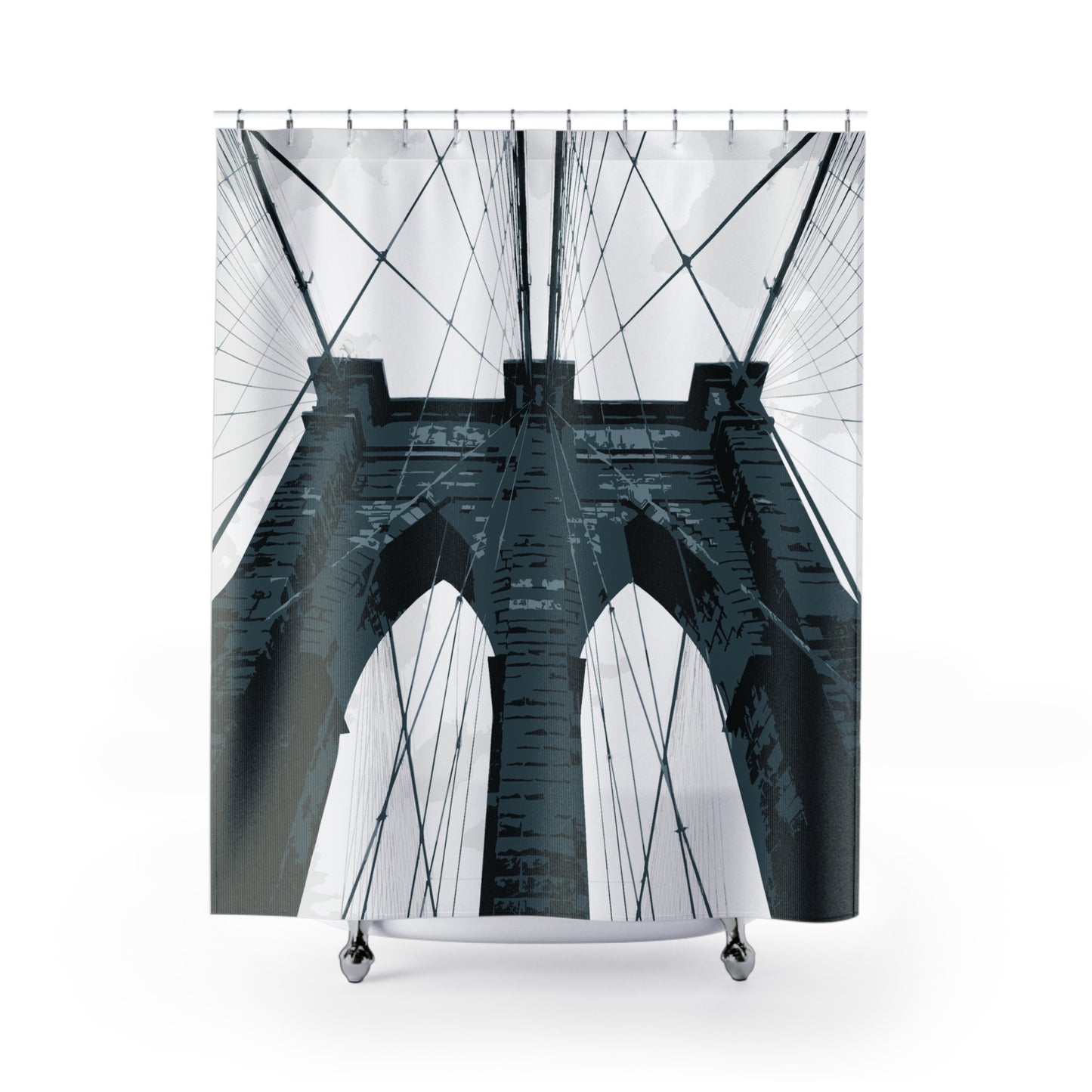 Brooklyn Bridge NYC Fabric Shower Curtain — Graphic — Front
