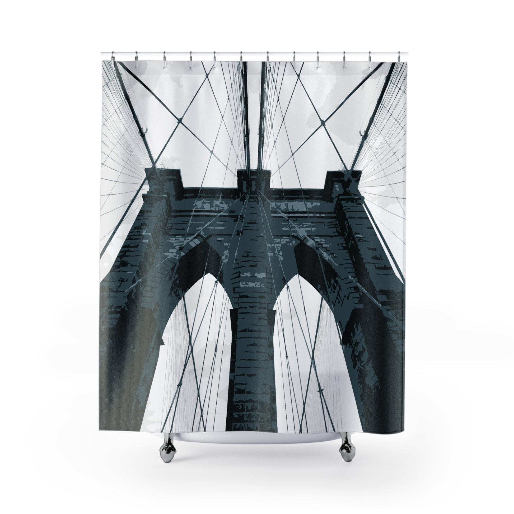 Brooklyn Bridge NYC Fabric Shower Curtain — Graphic — Front