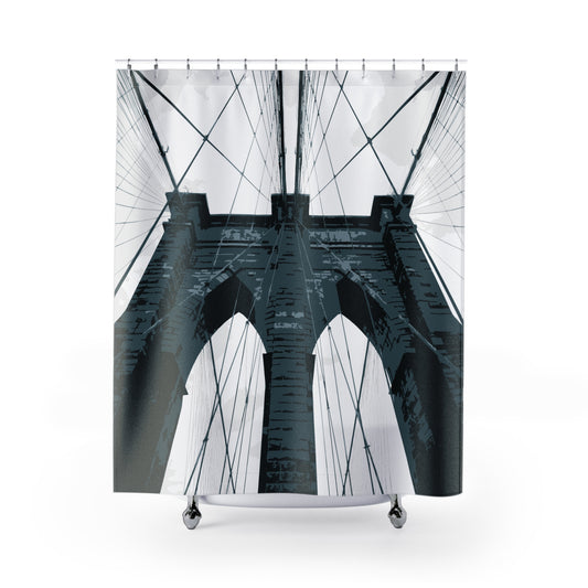 Brooklyn Bridge NYC Fabric Shower Curtain — Graphic — Front
