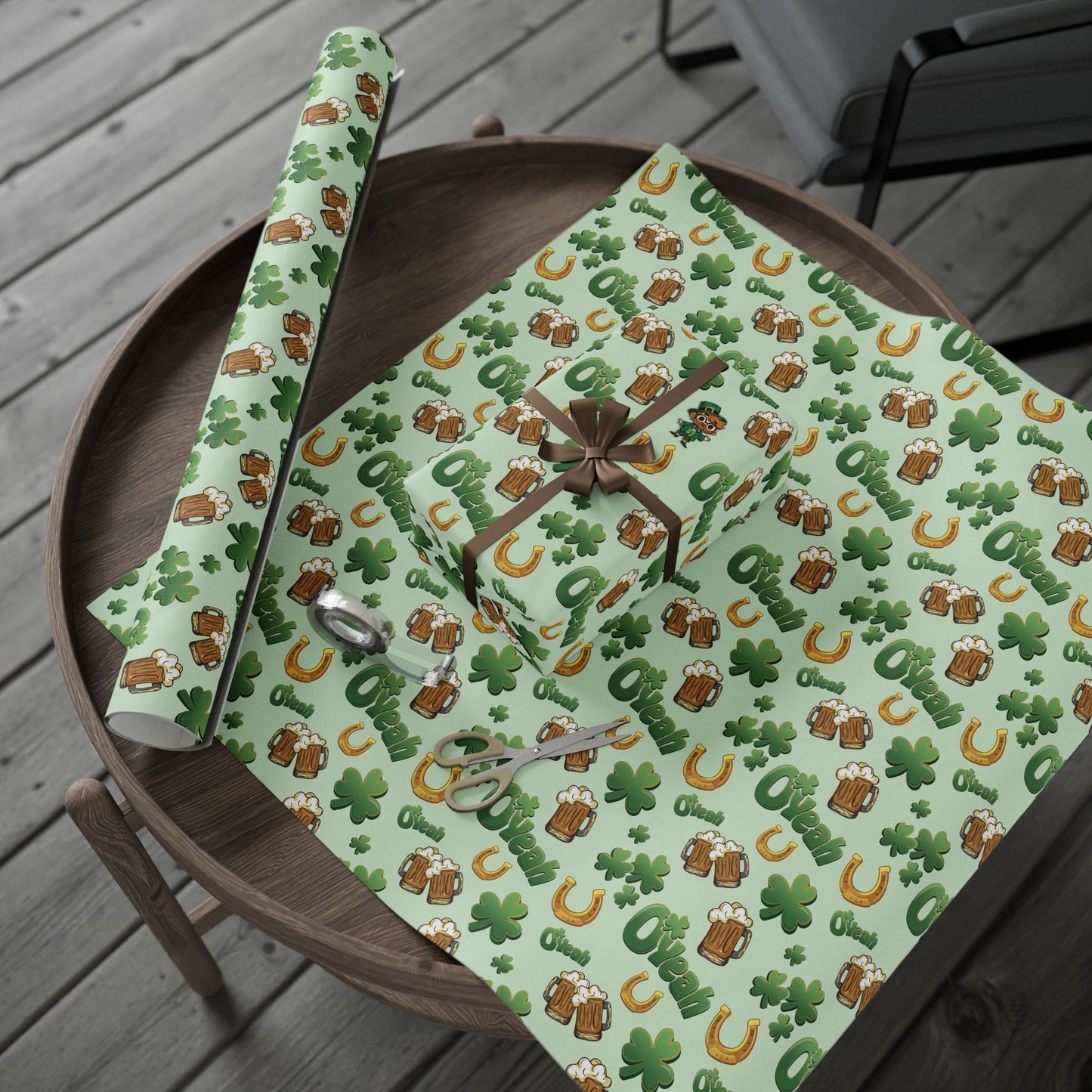 Funny Leprechaun Wrapping Paper - “Find the Nerdy One” Puzzle Gift Wrap