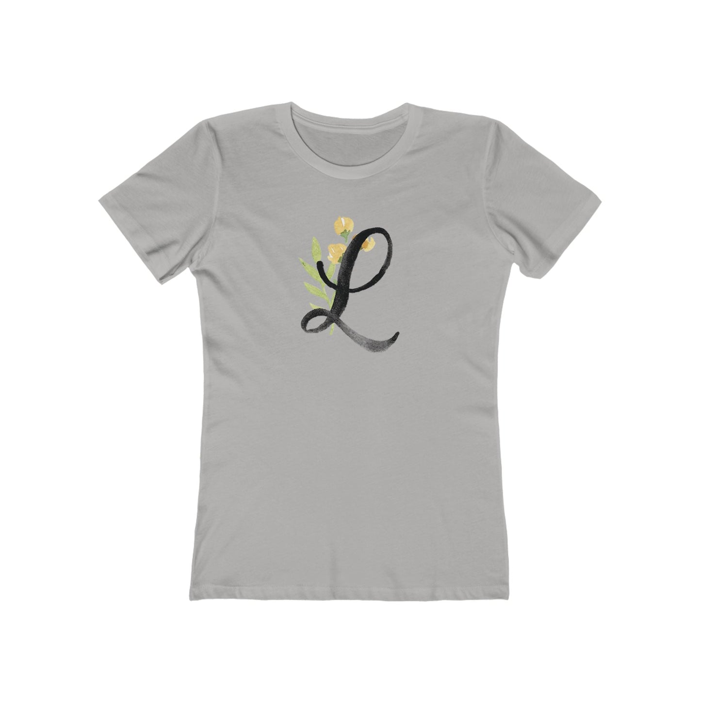 Clothing Stuff > Shirts & Tops > Women's Slim Fit Tee Watercolor Flower Letter L T-Shirt – Garden Nerd Tee for Plant Moms