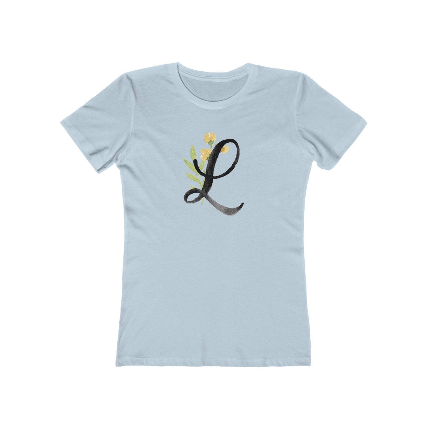 Clothing Stuff > Shirts & Tops > Women's Slim Fit Tee Watercolor Flower Letter L T-Shirt – Garden Nerd Tee for Plant Moms
