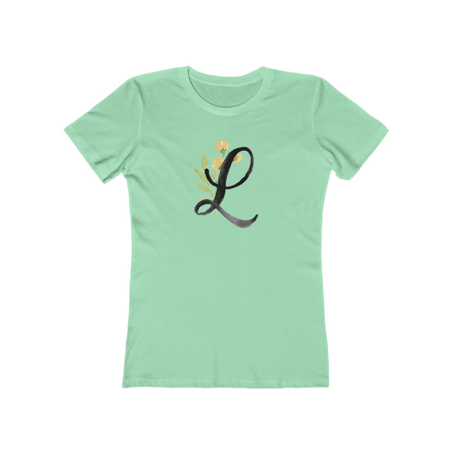 Clothing Stuff > Shirts & Tops > Women's Slim Fit Tee Watercolor Flower Letter L T-Shirt – Garden Nerd Tee for Plant Moms
