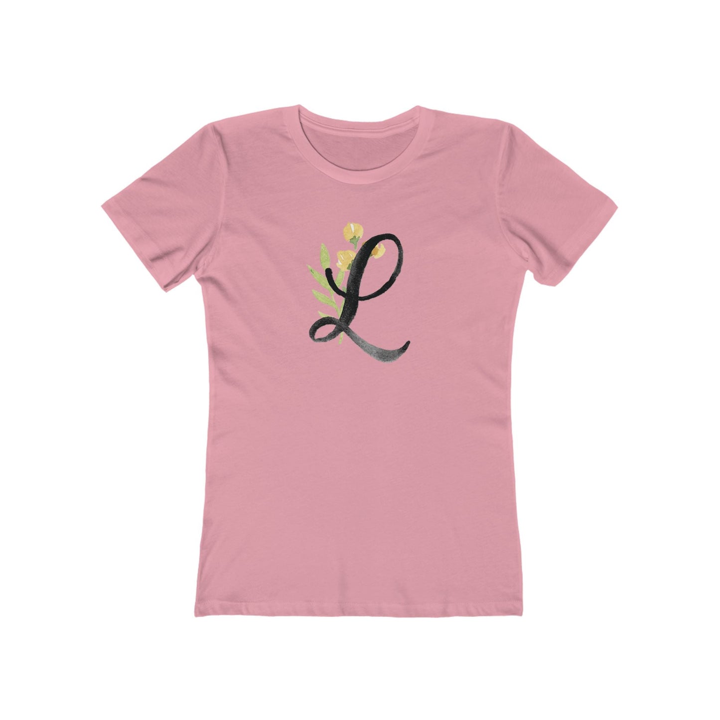 Clothing Stuff > Shirts & Tops > Women's Slim Fit Tee Watercolor Flower Letter L T-Shirt – Garden Nerd Tee for Plant Moms