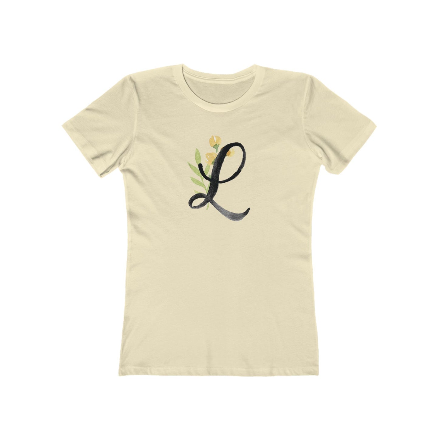 Clothing Stuff > Shirts & Tops > Women's Slim Fit Tee Watercolor Flower Letter L T-Shirt – Garden Nerd Tee for Plant Moms