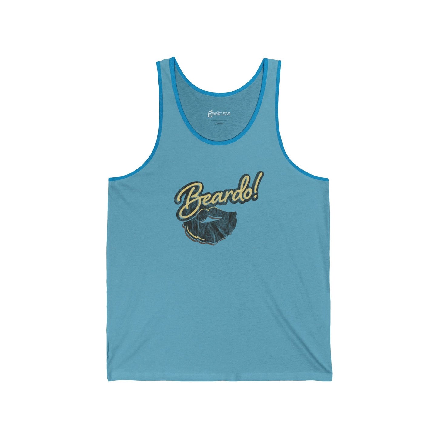2XL-Aqua-TriBlend Tank Top Punny Beardo Unisex Tank Top | Distressed Retro Tank | Graphic Shirts for Bearded Nerds