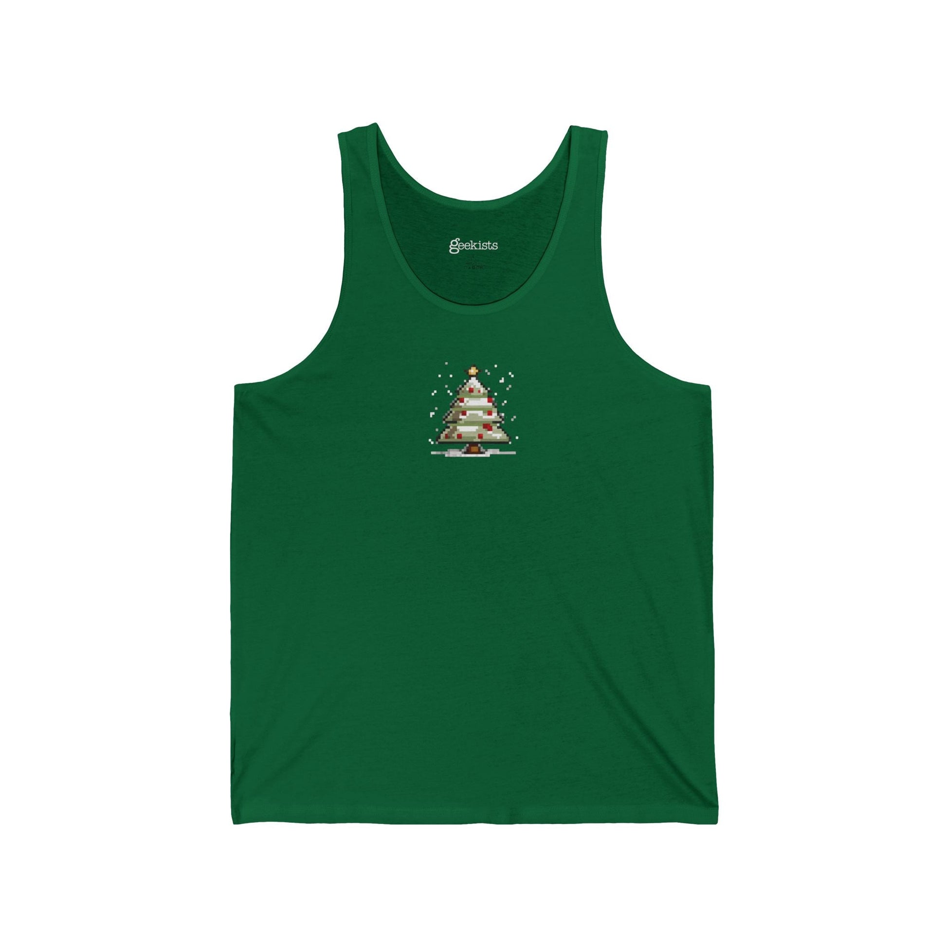 2XL-Kelly Tank Top 8-Bit Xmas Tree Unisex Tank Top | Lightweight Jersey Tank | Graphic Shirts for Summer