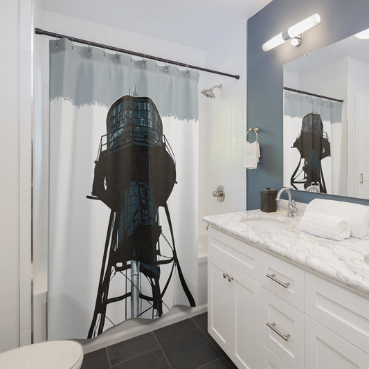 NYC Water Tower Fabric Shower Curtain — Graphic — Detail