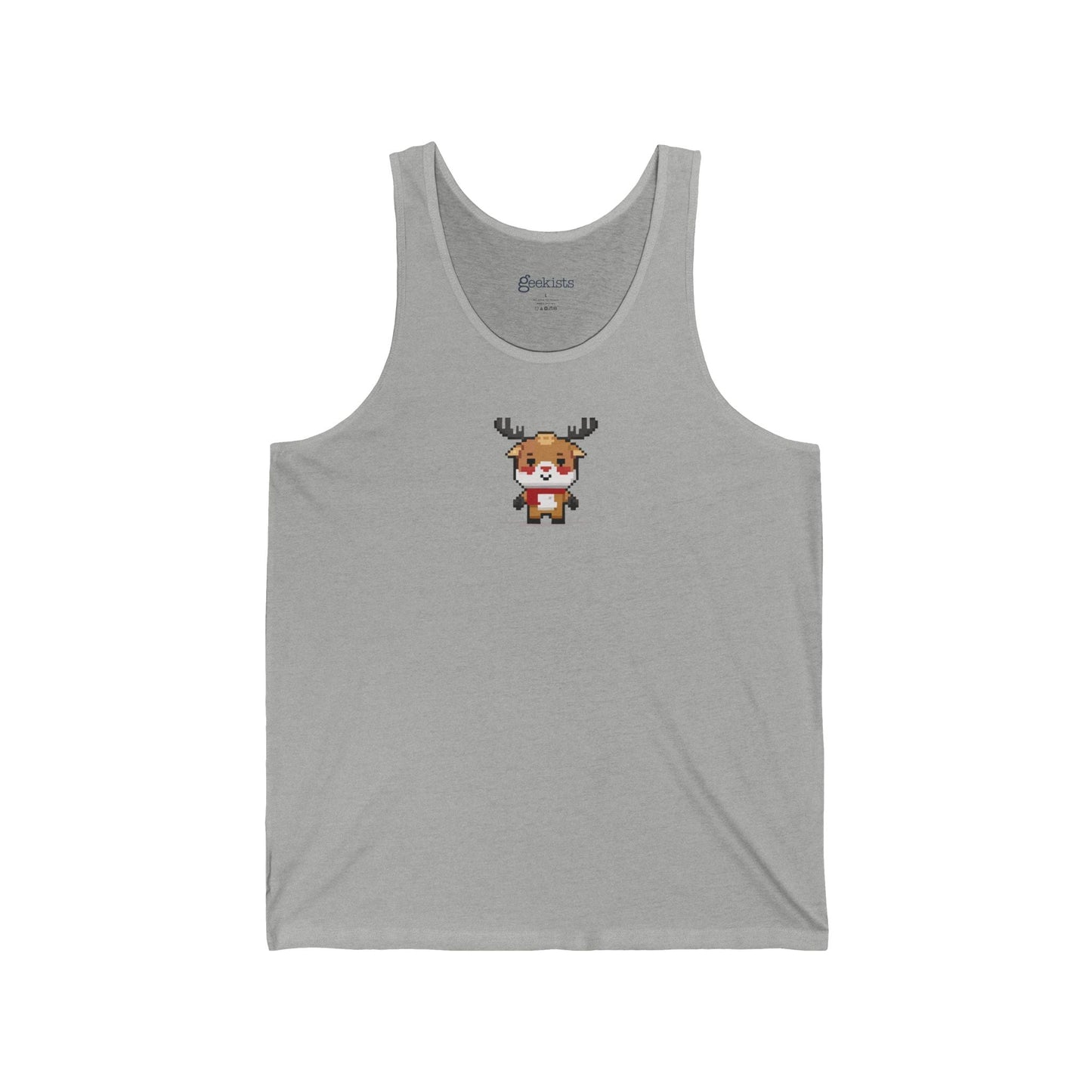 2XL-Athletic-Heather Tank Top 8-Bit Reindeer Unisex Tank Top | Lightweight Jersey Tank | Graphic Shirts for Summer