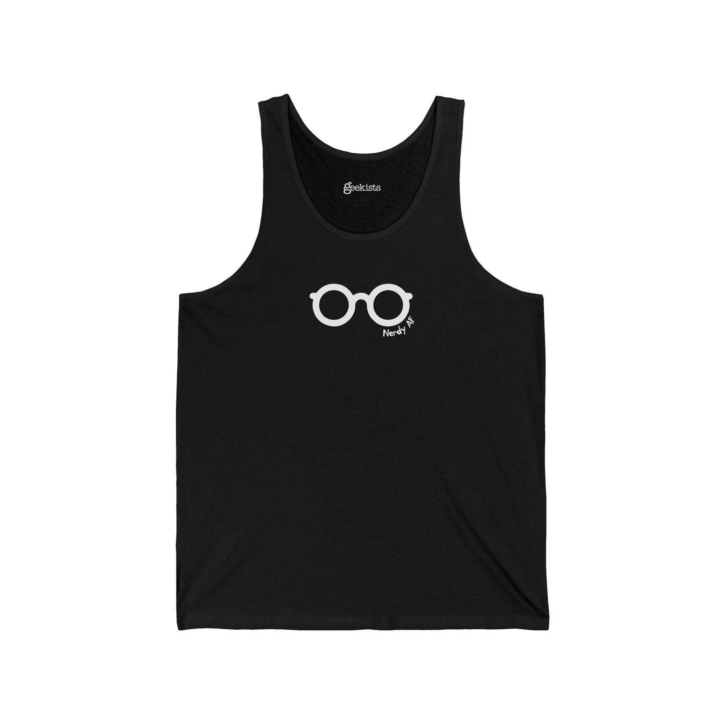 2XL-Black Clothing Stuff > Shirts & Tops > Full Pattern Unisex Tank Top Nerdy AF Unisex Tank Top | Funny Graphic Summer Shirt for Geeks