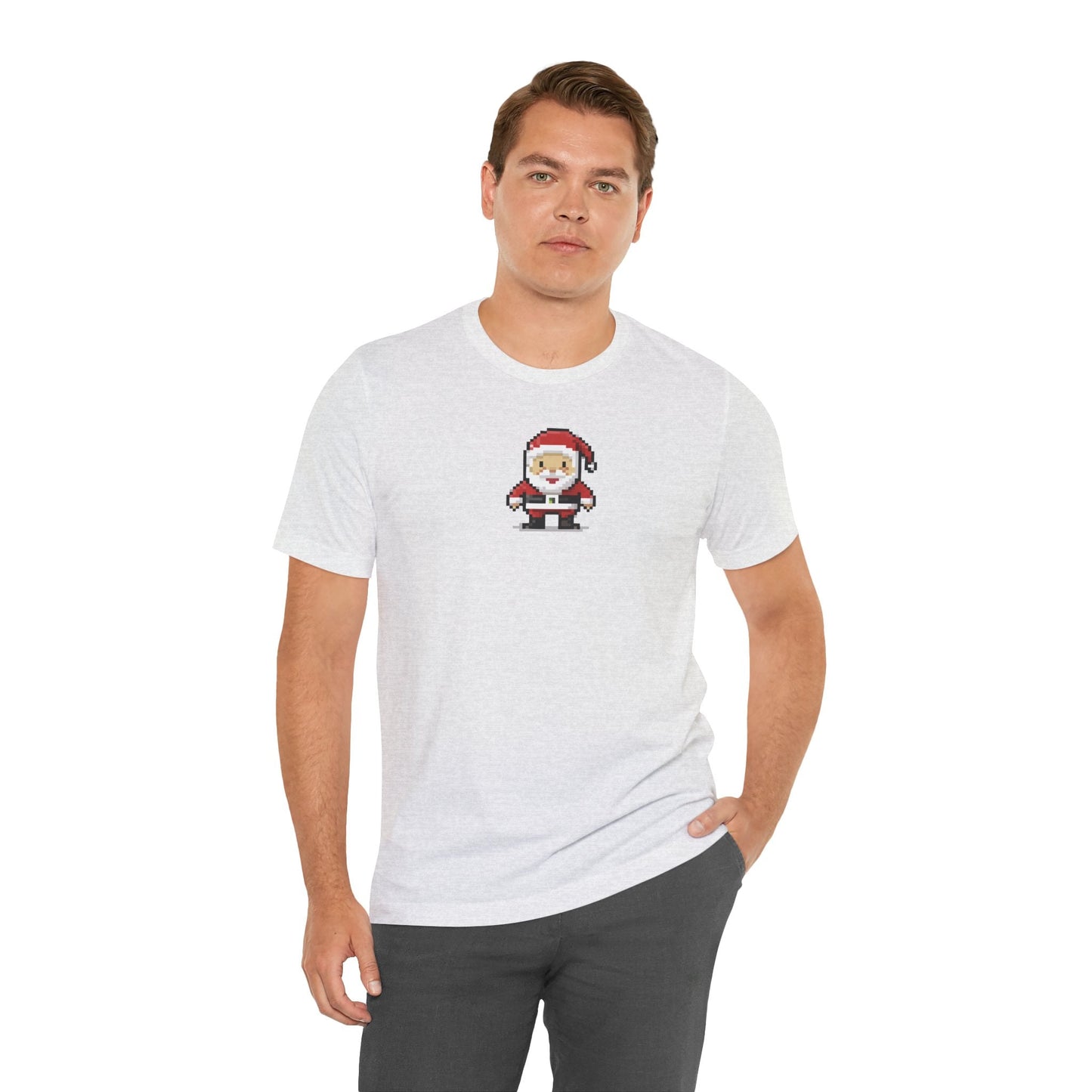 T-Shirt 8-bit Santa Unisex T-Shirt | Lightweight Jersey Tee | Graphic Shirts for All Seasons