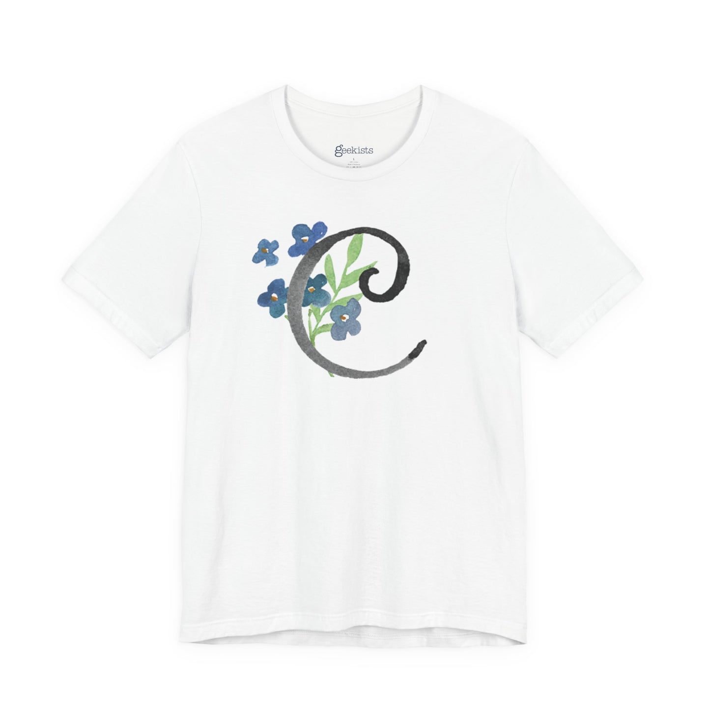 Clothing Stuff > Shirts & Tops > Unisex Jersey Tee Watercolor Flower Letter C T-Shirt – Garden Nerd Tee for Plant Moms