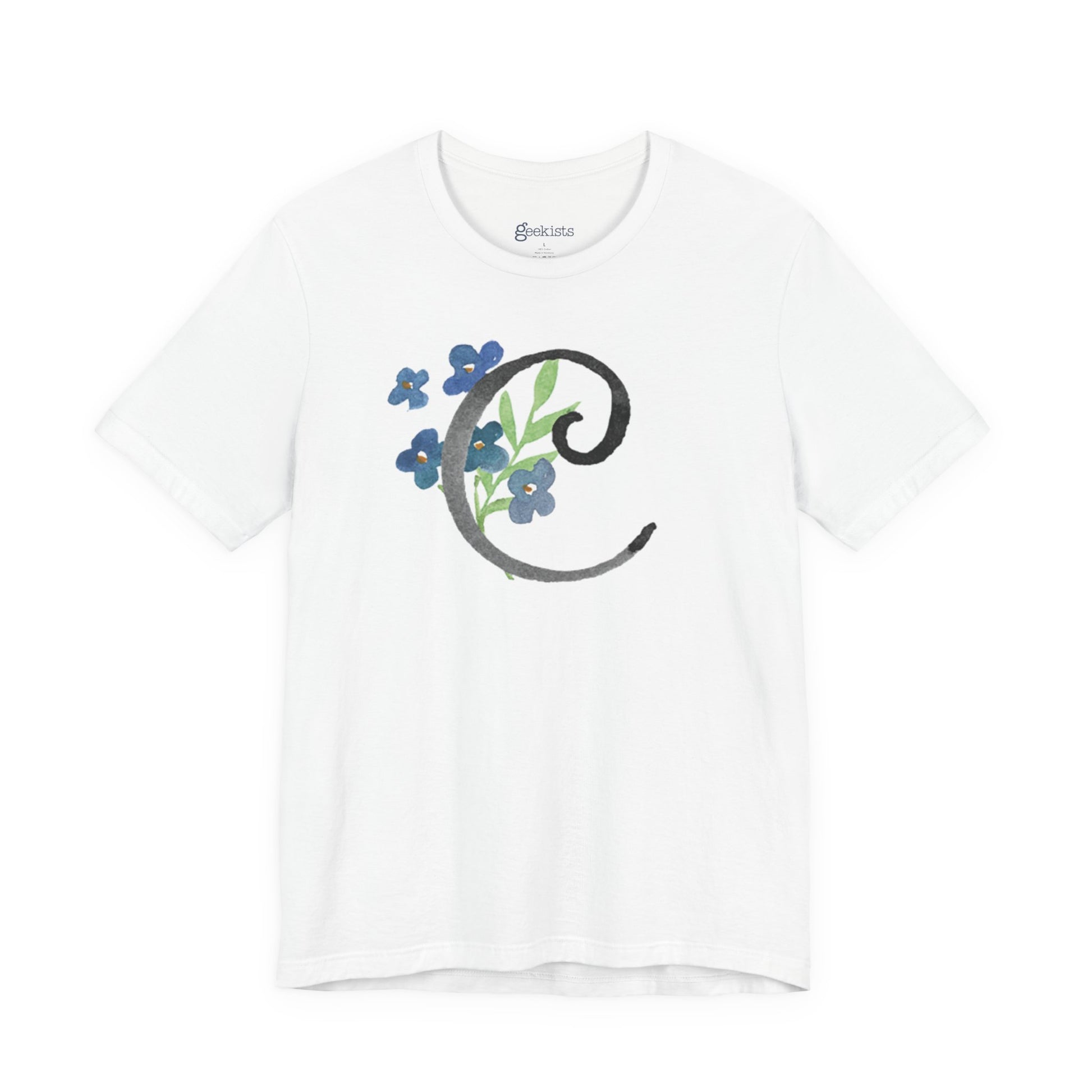 Clothing Stuff > Shirts & Tops > Unisex Jersey Tee Watercolor Flower Letter C T-Shirt – Garden Nerd Tee for Plant Moms