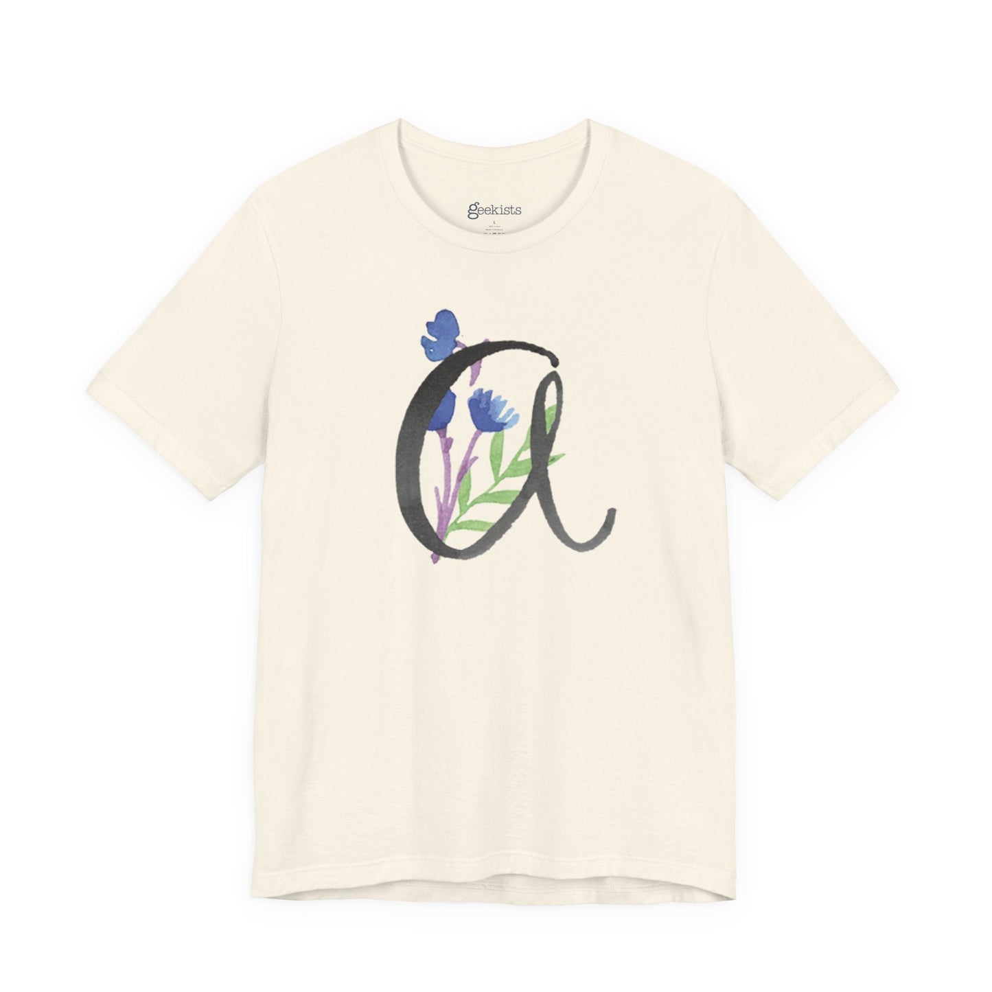 Clothing Stuff > Shirts & Tops > Unisex Jersey Tee Watercolor Flower Letter A T-Shirt – Garden Nerd Tee for Plant Moms