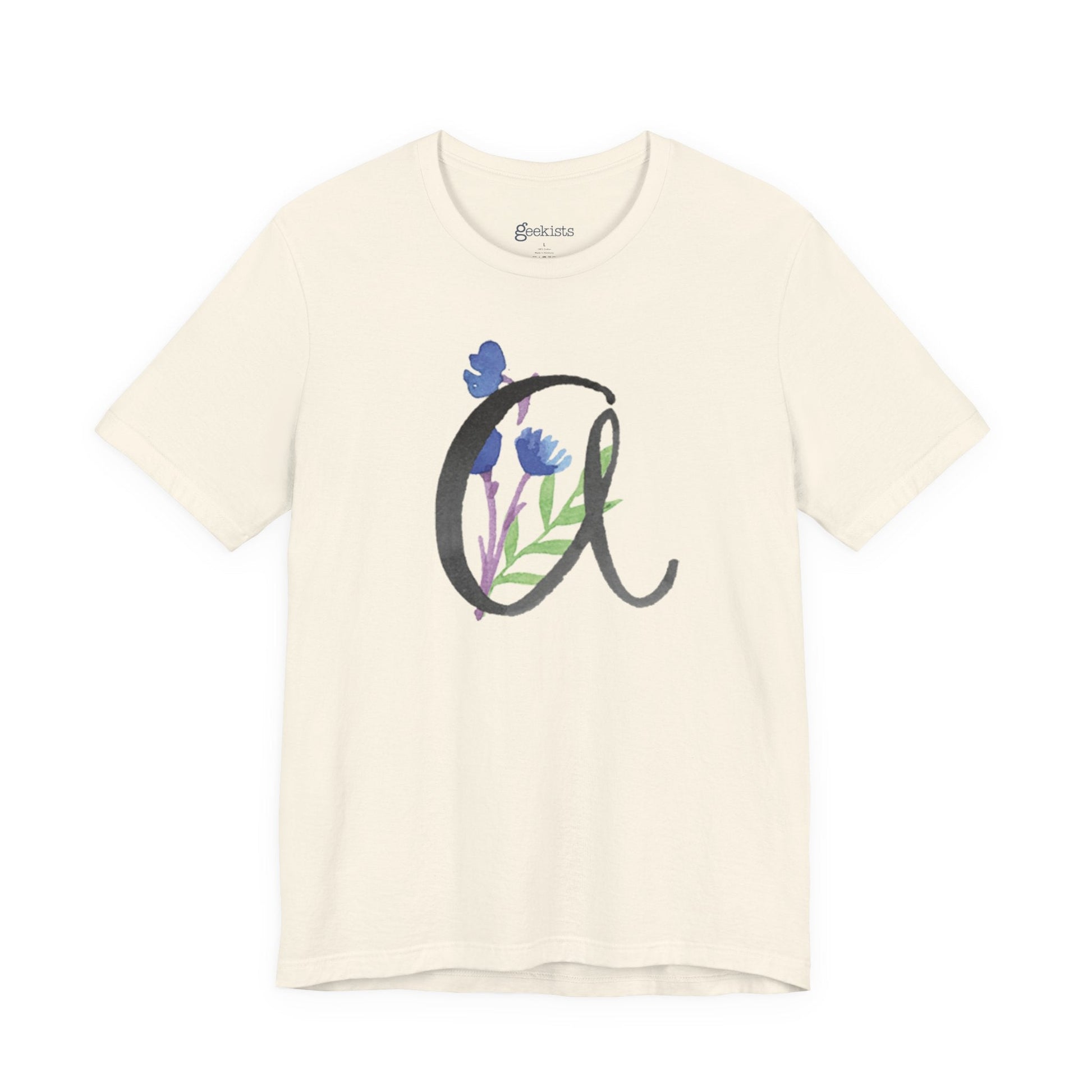 Clothing Stuff > Shirts & Tops > Unisex Jersey Tee Watercolor Flower Letter A T-Shirt – Garden Nerd Tee for Plant Moms