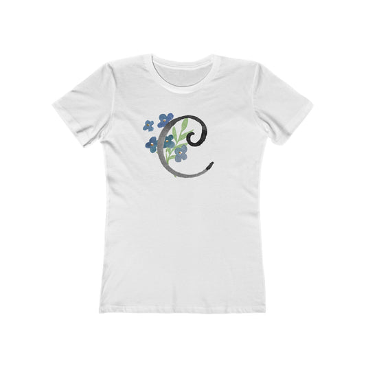 Clothing Stuff > Shirts & Tops > Women's Slim Fit Tee Watercolor Flower Letter C T-Shirt – Garden Nerd Tee for Plant Moms