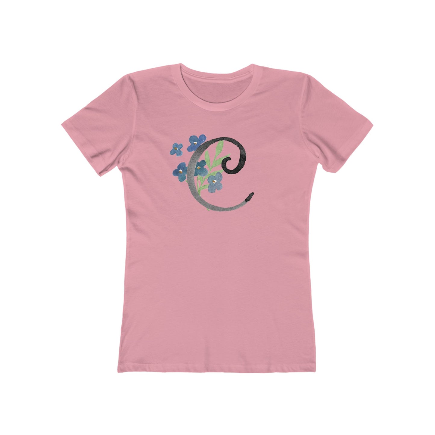Clothing Stuff > Shirts & Tops > Women's Slim Fit Tee Watercolor Flower Letter C T-Shirt – Garden Nerd Tee for Plant Moms