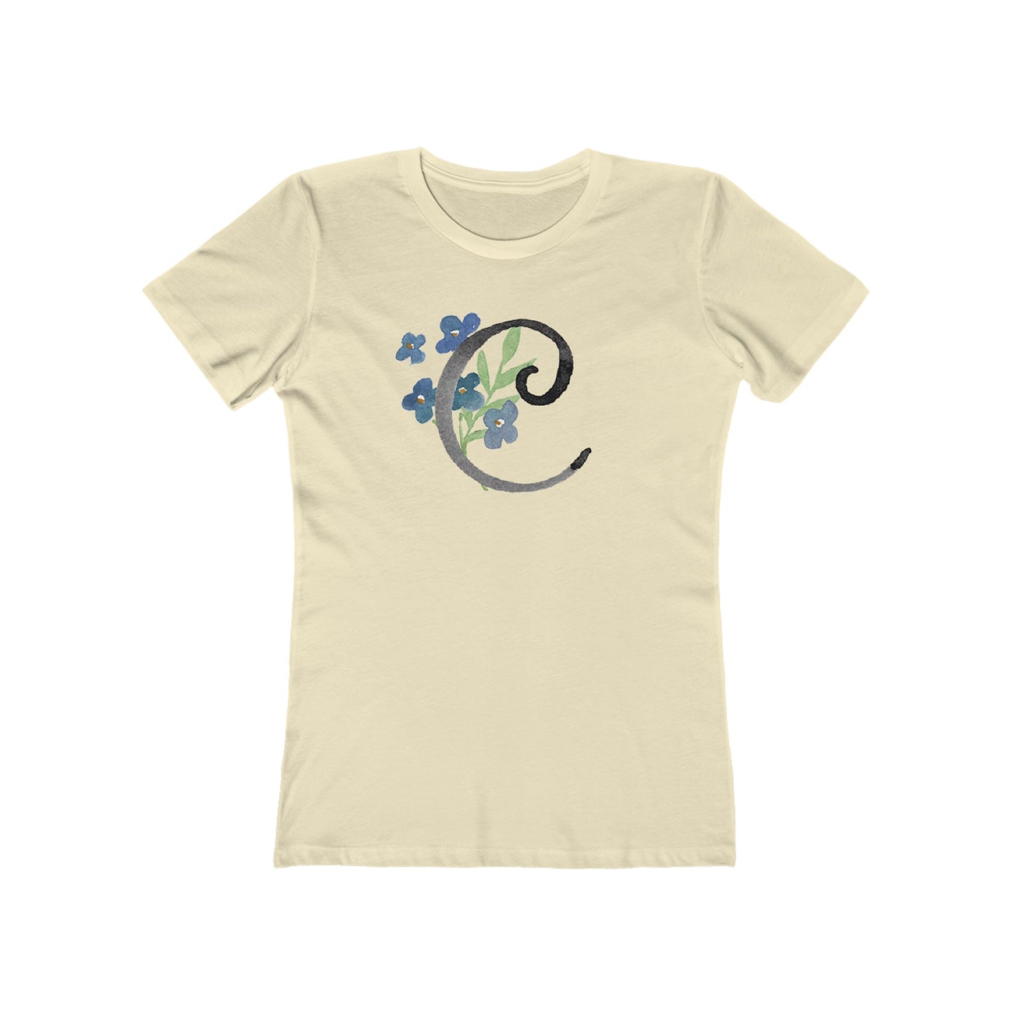Clothing Stuff > Shirts & Tops > Women's Slim Fit Tee Watercolor Flower Letter C T-Shirt – Garden Nerd Tee for Plant Moms