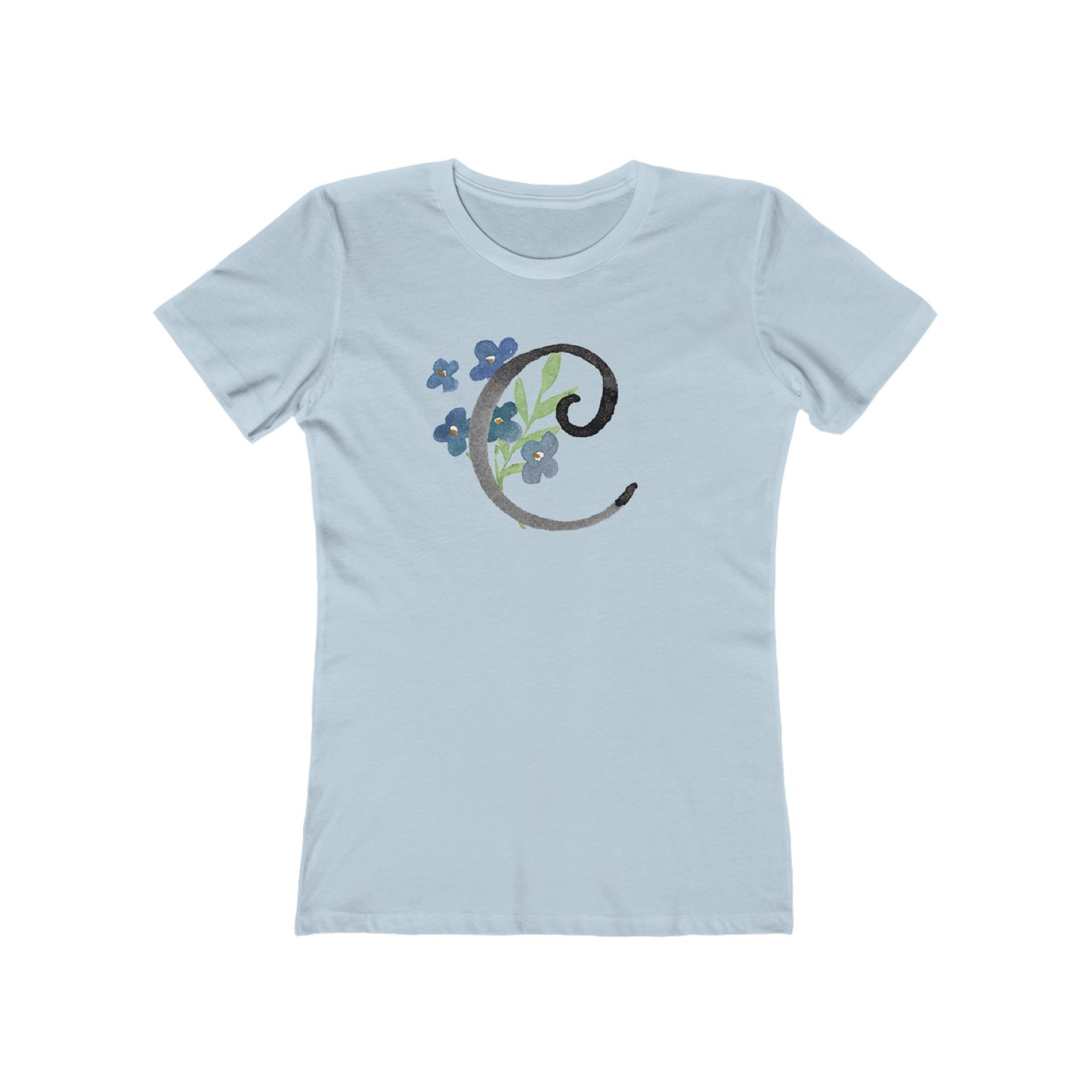 Clothing Stuff > Shirts & Tops > Women's Slim Fit Tee Watercolor Flower Letter C T-Shirt – Garden Nerd Tee for Plant Moms