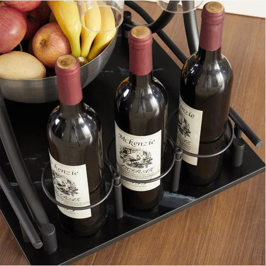 Furniture Matte Black Rolling Drink Cart | Compact Bar Console for Modern Spaces
