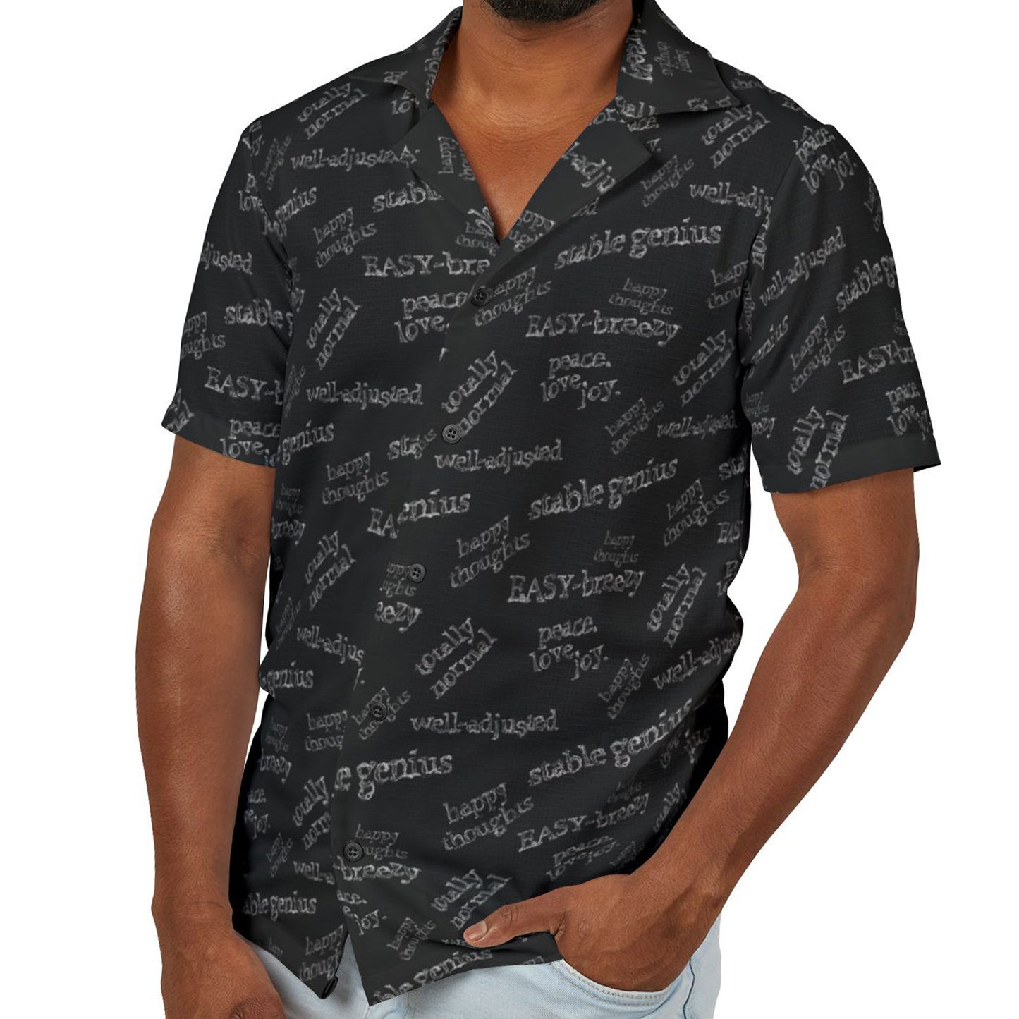 Ironic Sayings All-Over Print Hawaiian Camp Shirt – Funny Black Summer Statement
