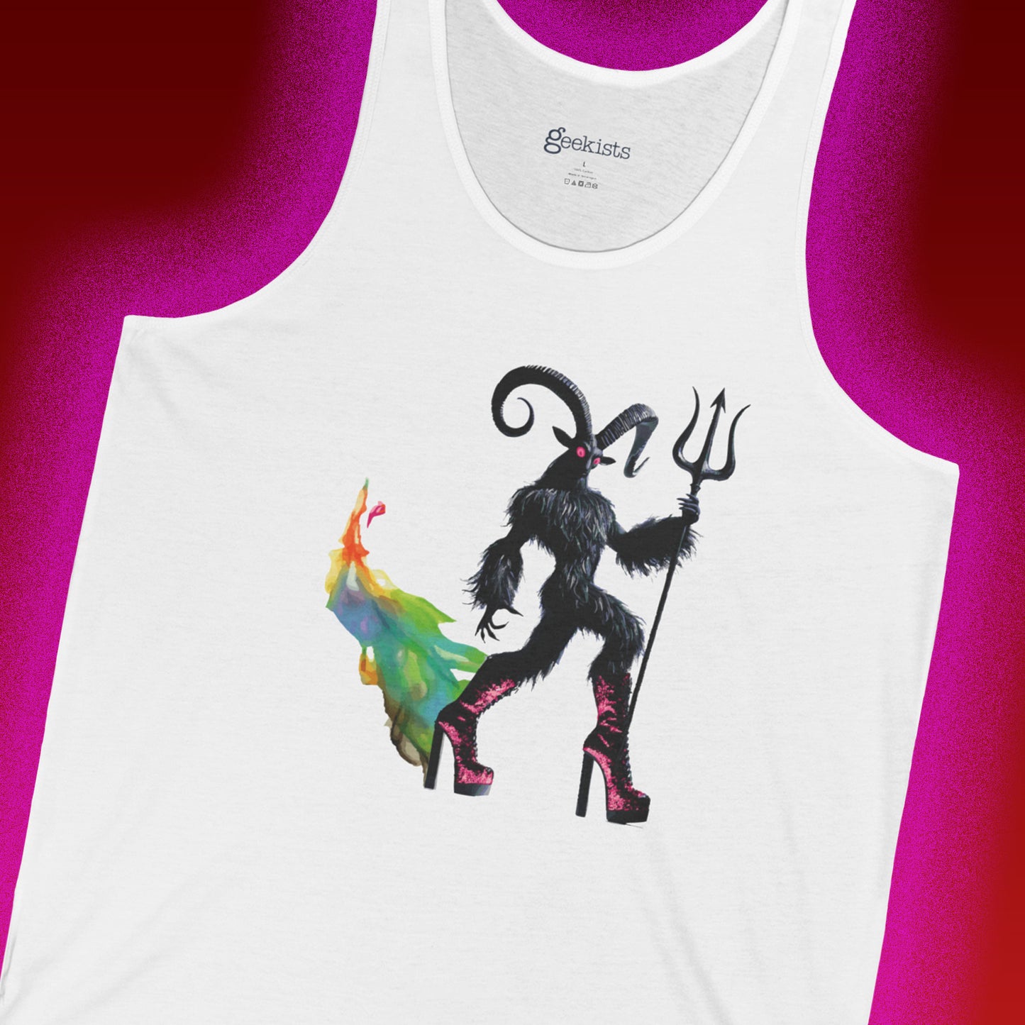 PriDE MONth Demon Tank Top | Gay Demon Pride Shirt | Queer Rainbow Graphic Muscle Tee