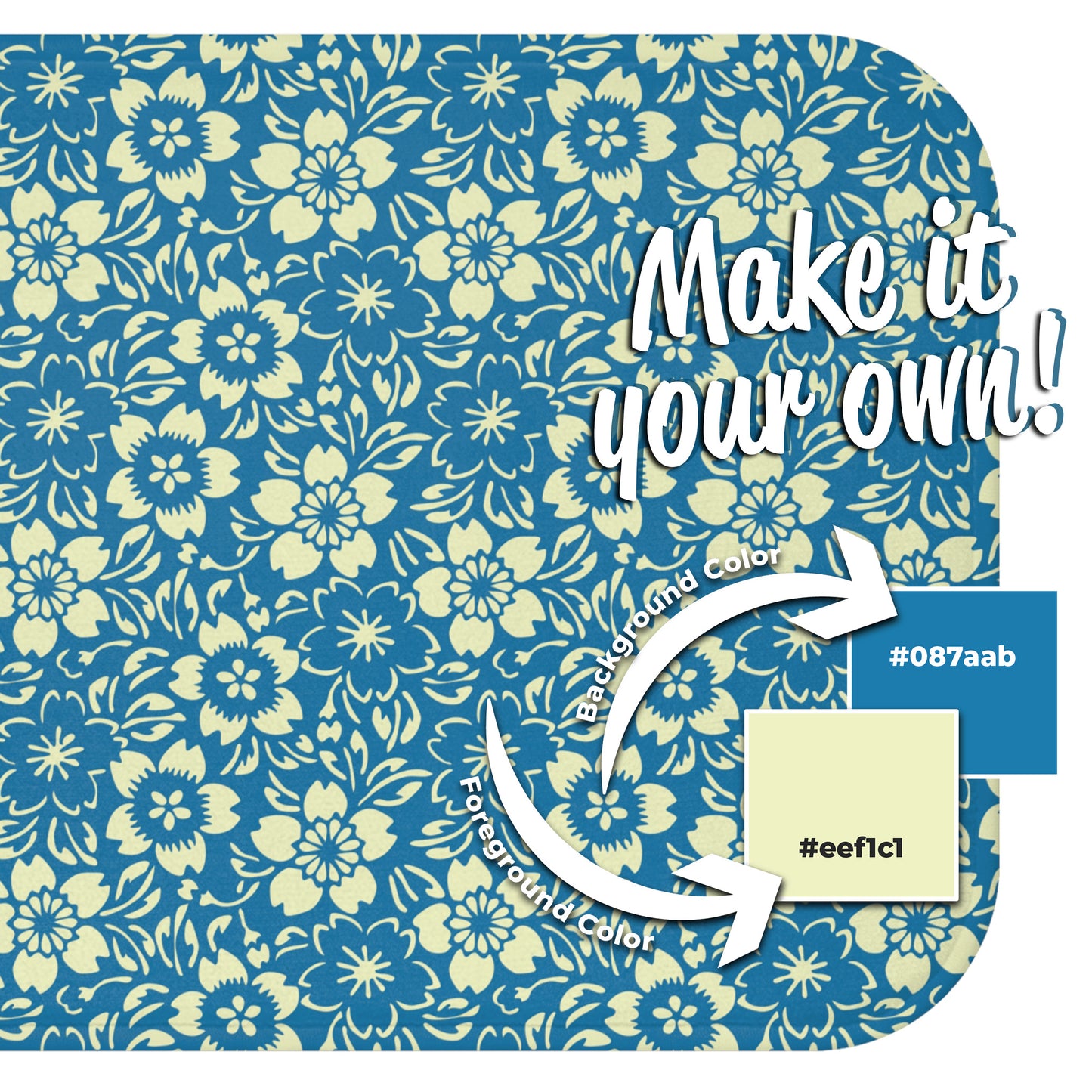 Customize Me! Floral Bath Mat – Memory Foam Comfort, Custom HEX Colors