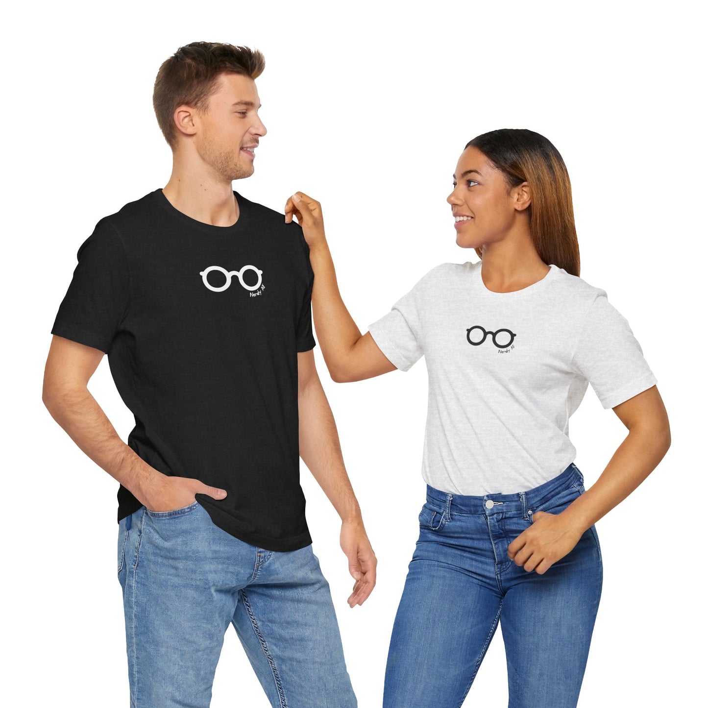 Clothing Stuff > Shirts & Tops > Lightweight Jersey Tee Nerdy AF Graphic Tee | Unisex Funny Nerd Shirt for Geeks