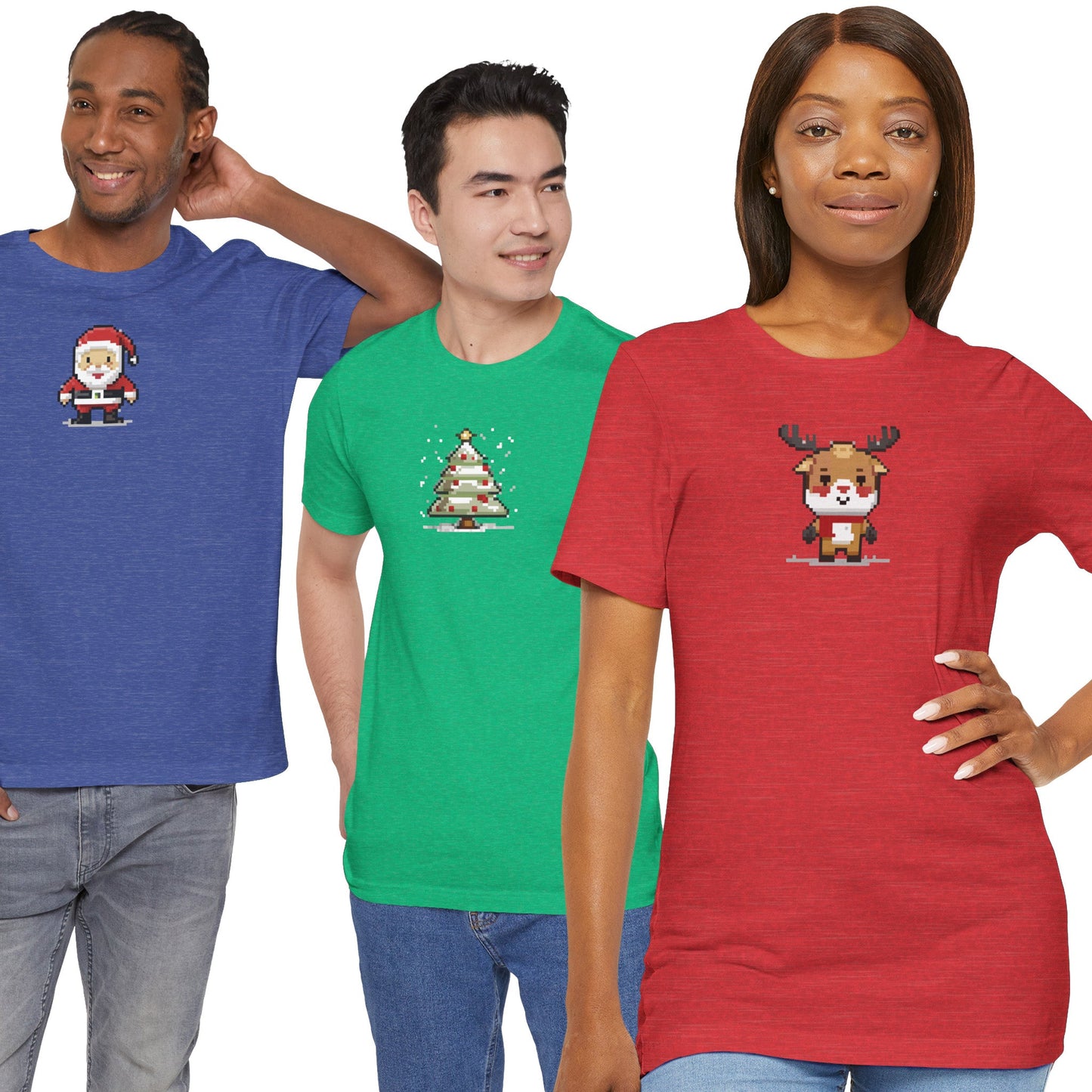 T-Shirt 8-bit Reindeer Unisex T-Shirt | Lightweight Jersey Tee | Graphic Shirts for All Seasons