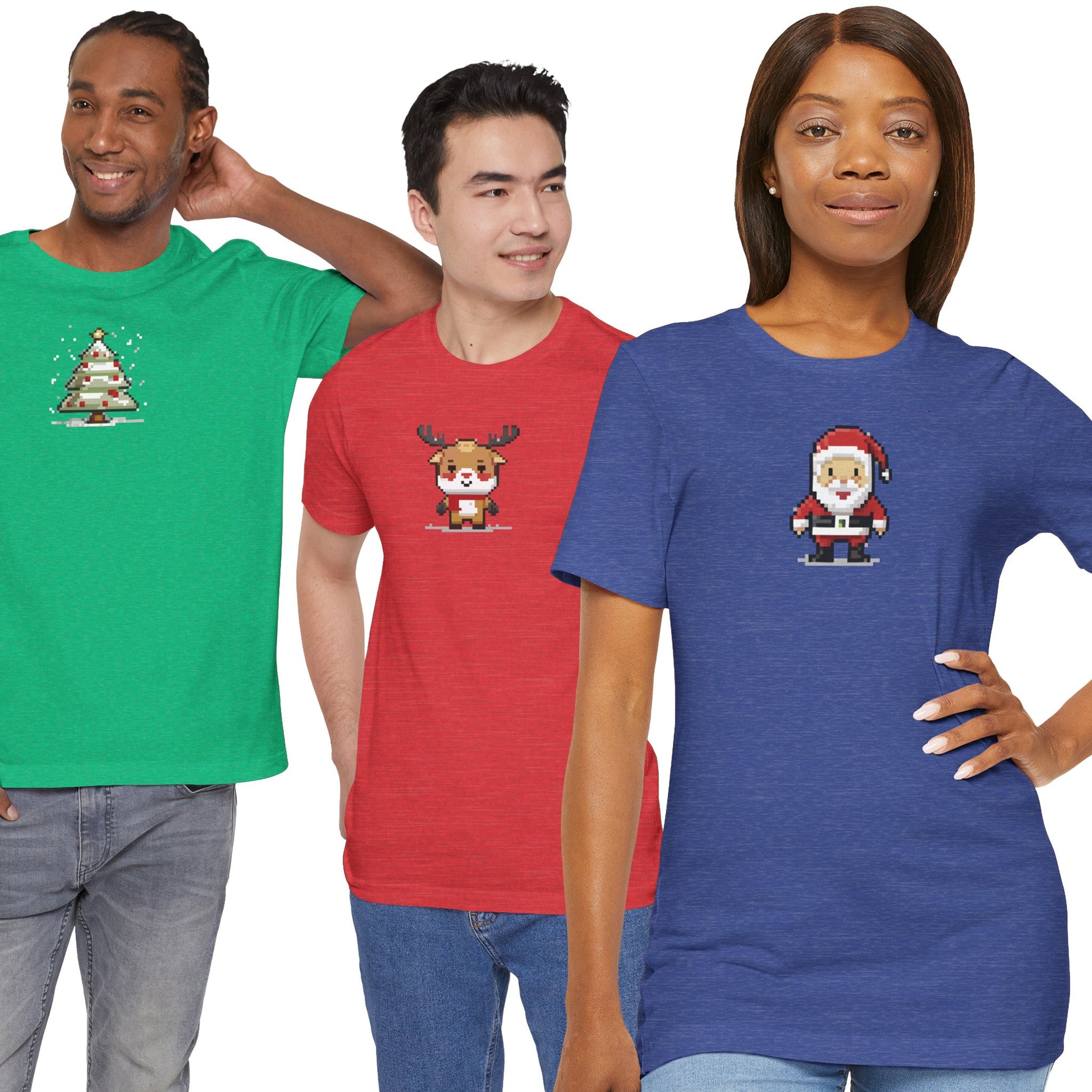 T-Shirt 8-bit Santa Unisex T-Shirt | Lightweight Jersey Tee | Graphic Shirts for All Seasons