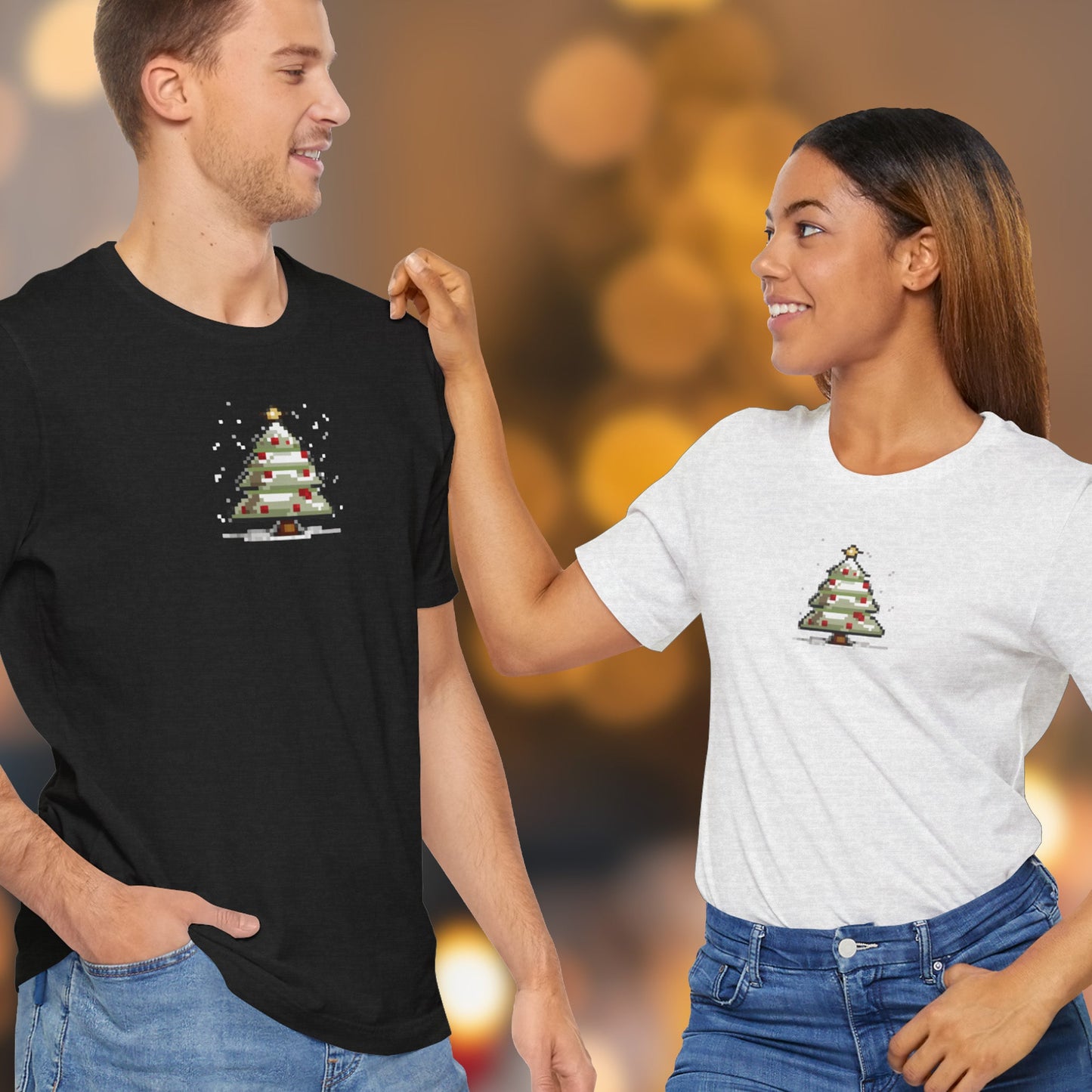 T-Shirt 8-bit Xmas Tree Unisex T-Shirt | Lightweight Jersey Tee | Graphic Shirts for All Seasons