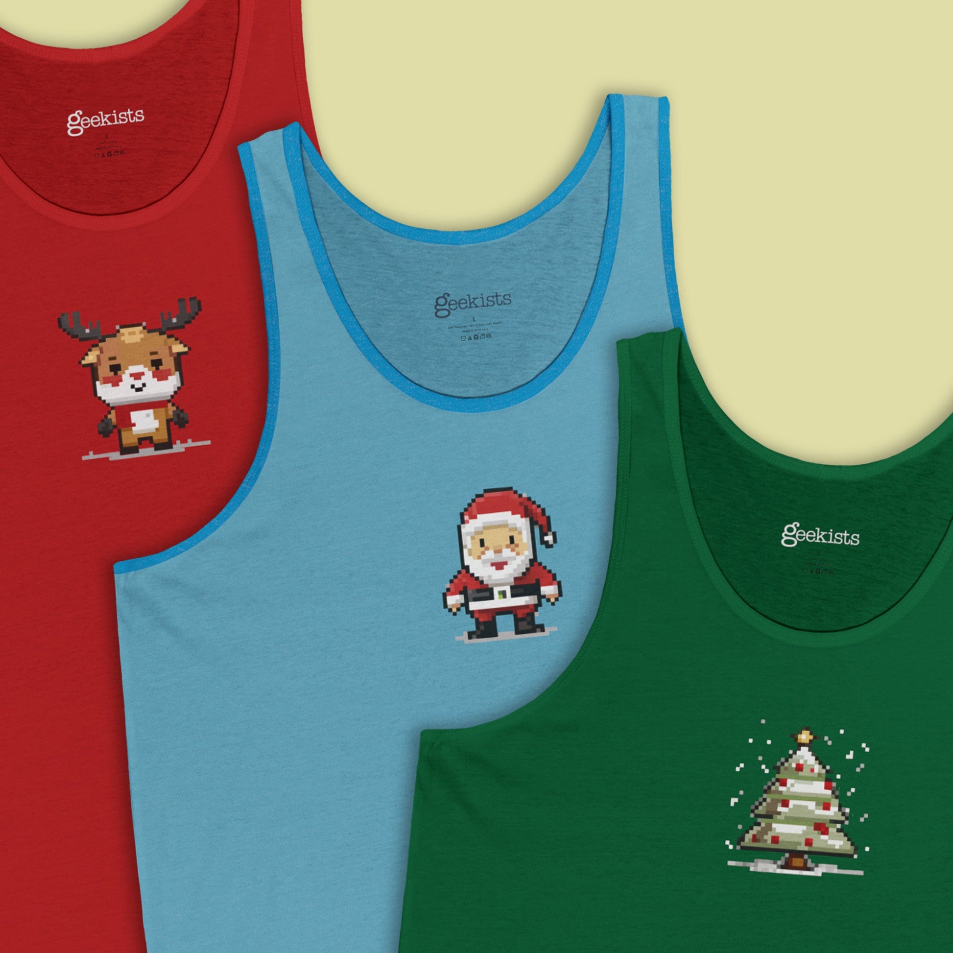 Tank Top 8-Bit Santa Unisex Tank Top | Lightweight Jersey Tank | Graphic Shirts for Summer