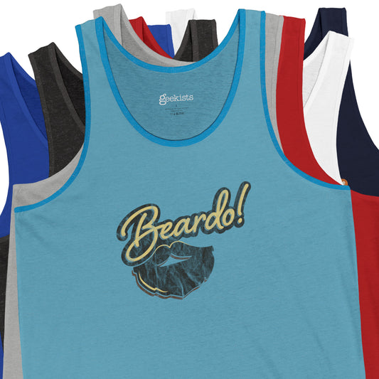 Beardo! Retro Punny Beard Tank – Lightweight Graphic Shirt for Nerdy Pogonophiles