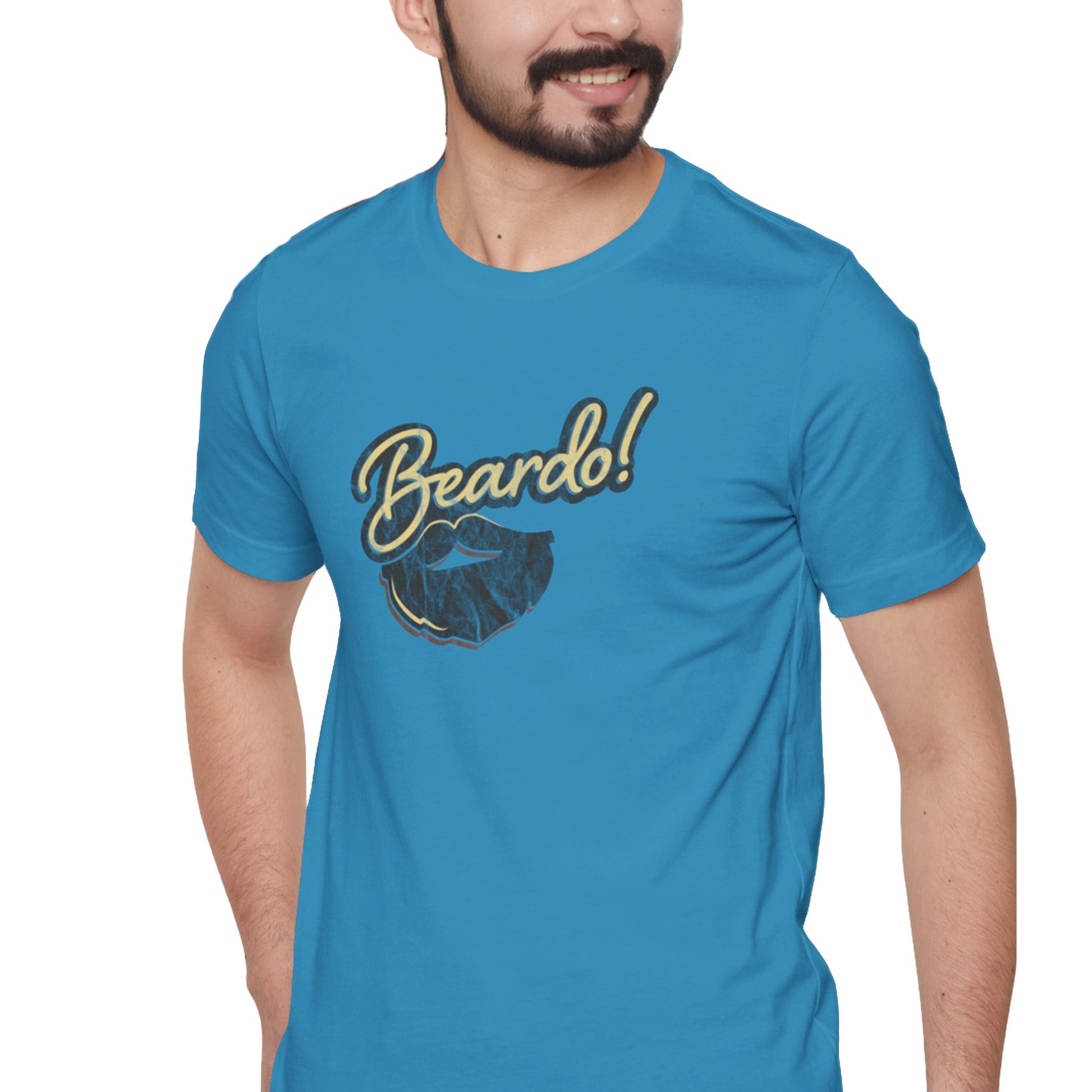 Aqua-4XL T-Shirt Punny Beardo Unisex T-Shirt | Distressed Retro Tee | Graphic Shirts for Bearded Nerds