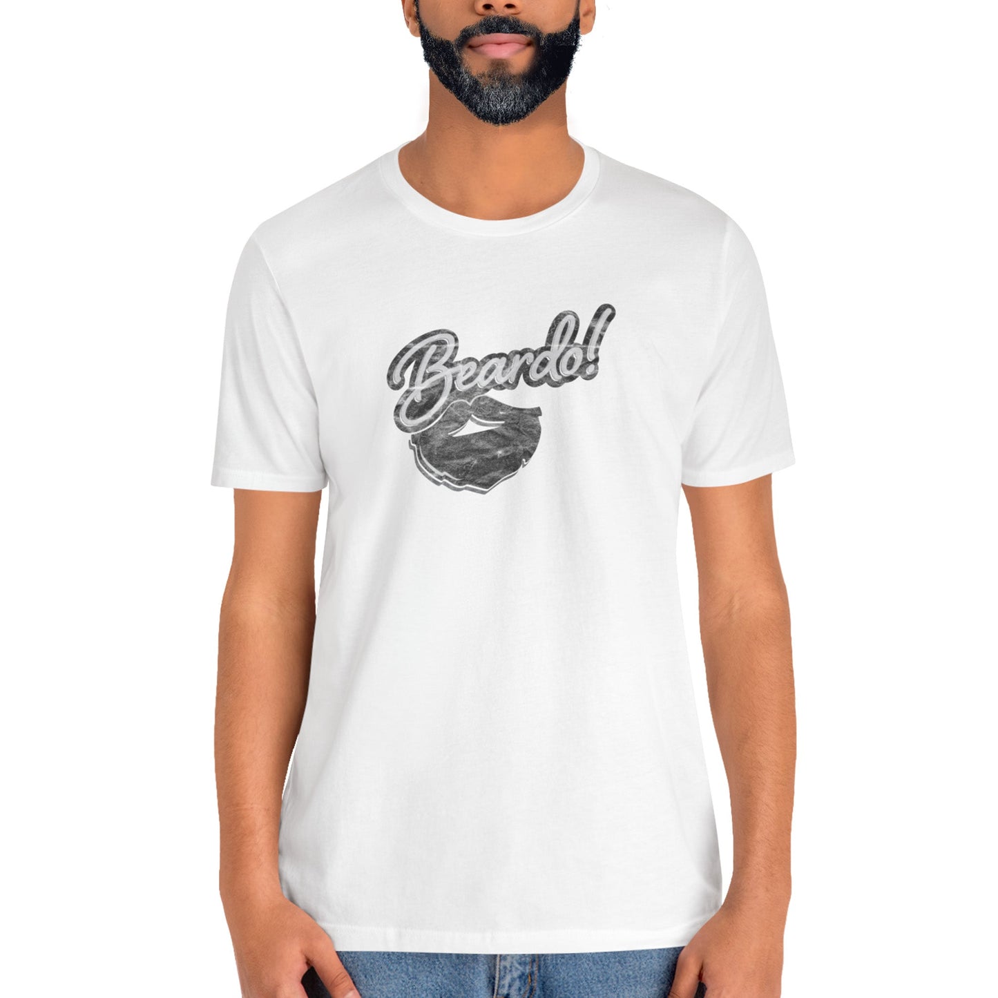 White-5XL T-Shirt Punny Beardo Unisex T-Shirt | Distressed Retro Tee | Graphic Shirts for Bearded Nerds