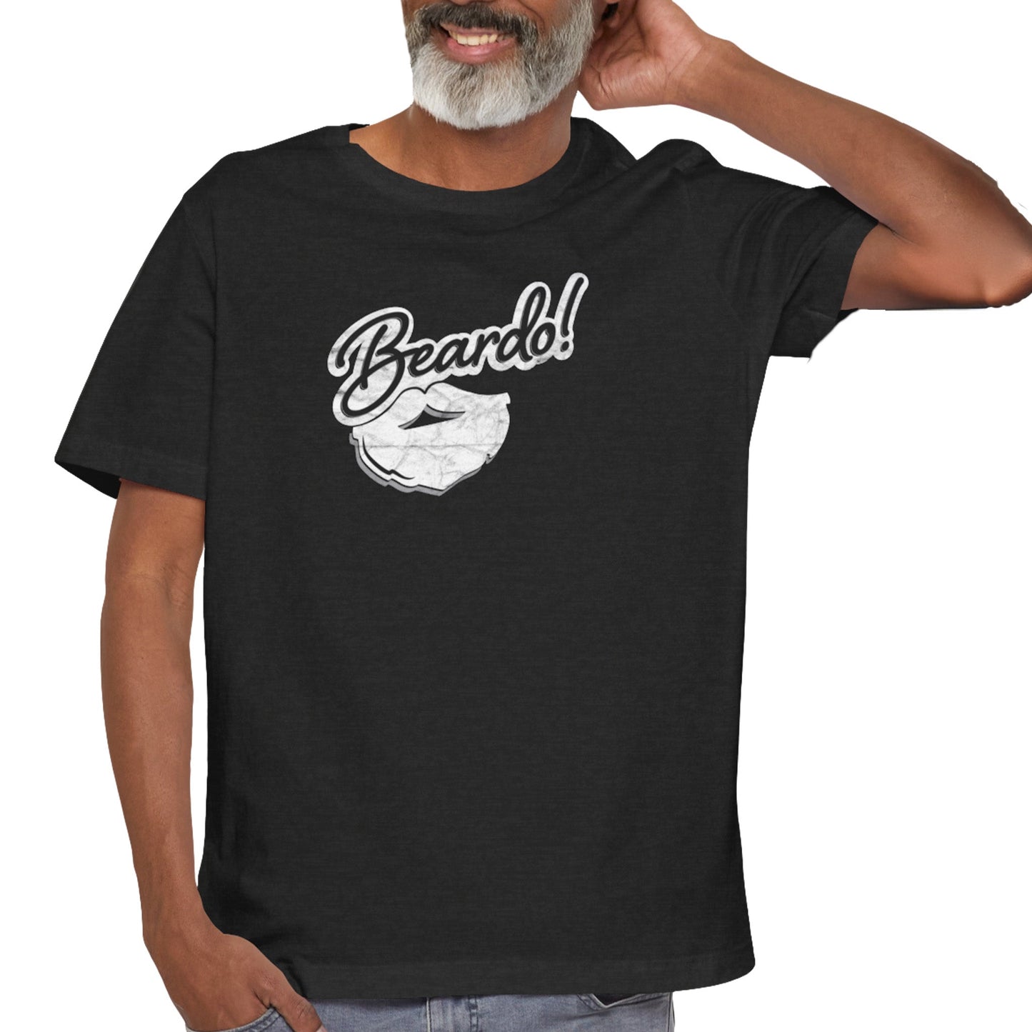 Black-Heather-4XL T-Shirt Punny Beardo Unisex T-Shirt | Distressed Retro Tee | Graphic Shirts for Bearded Nerds