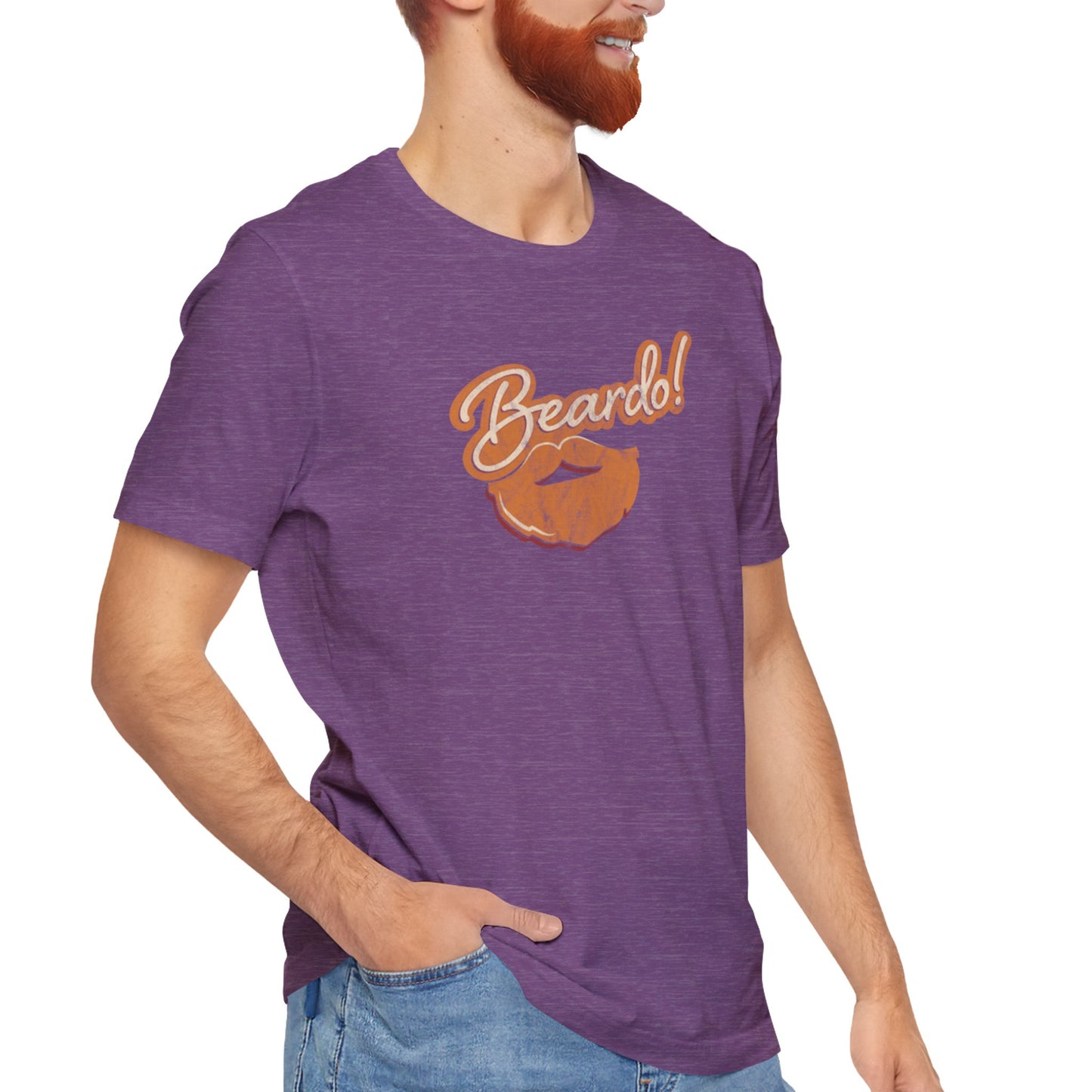 Heather-Team-Purple-4XL T-Shirt Punny Beardo Unisex T-Shirt | Distressed Retro Tee | Graphic Shirts for Bearded Nerds