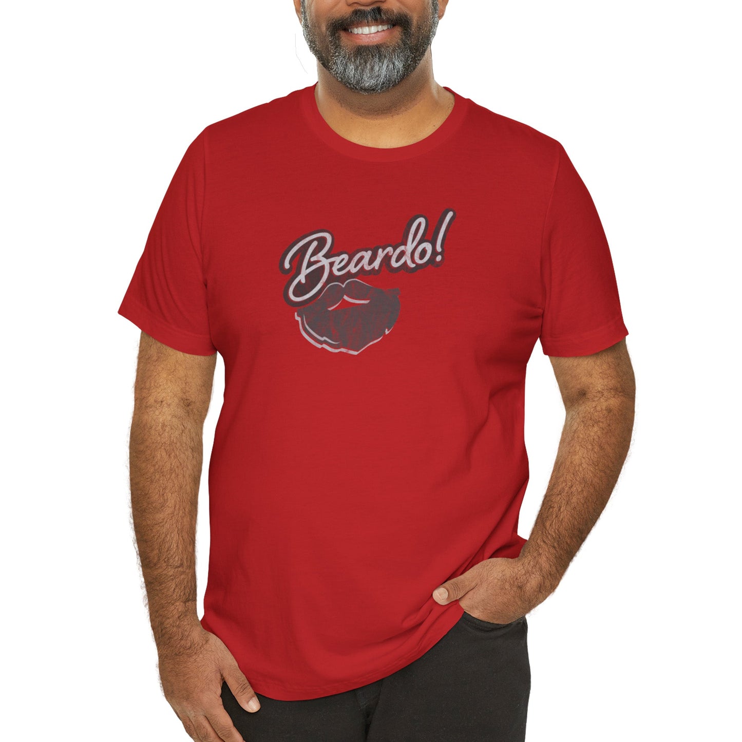 Red-5XL T-Shirt Punny Beardo Unisex T-Shirt | Distressed Retro Tee | Graphic Shirts for Bearded Nerds