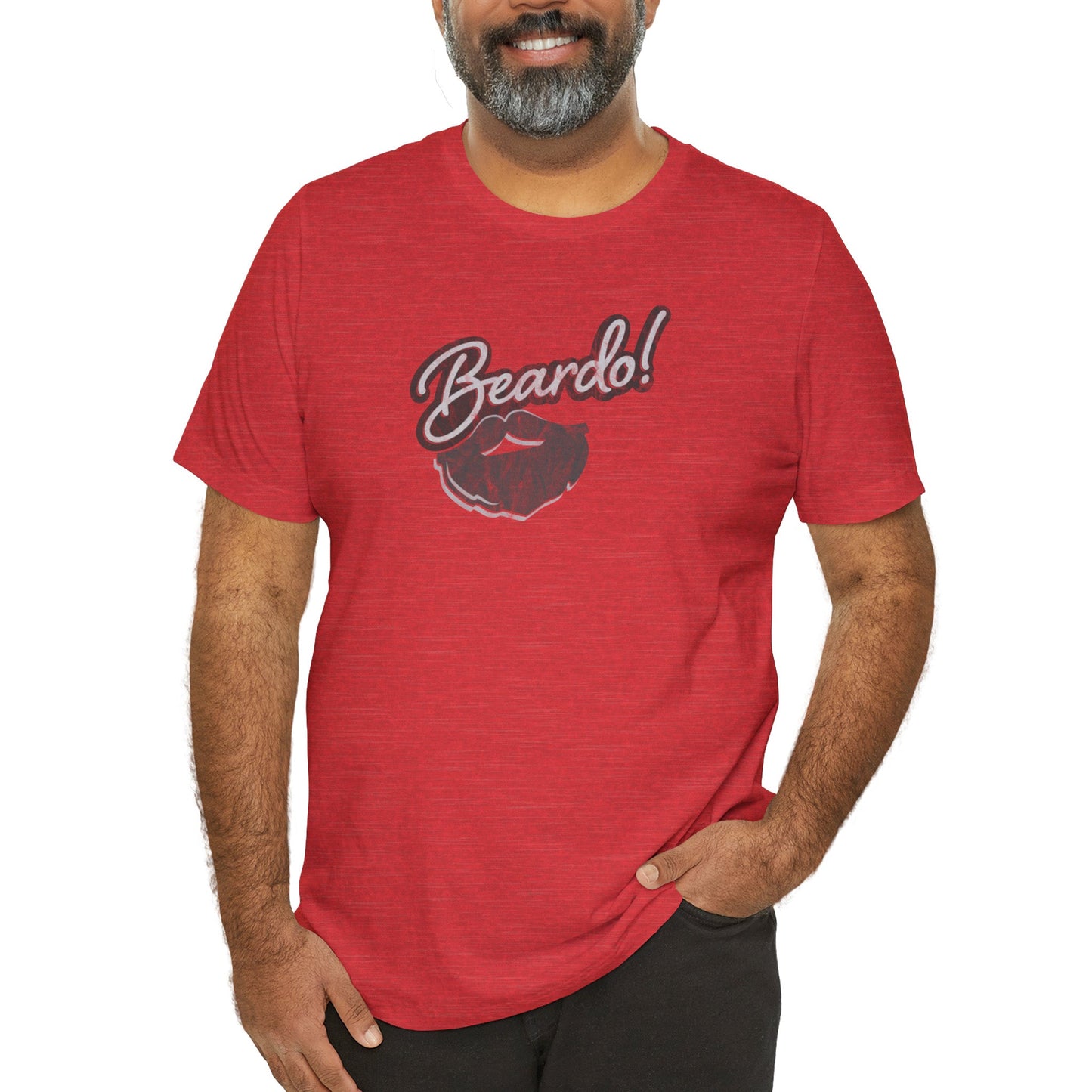 Heather-Red-4XL T-Shirt Punny Beardo Unisex T-Shirt | Distressed Retro Tee | Graphic Shirts for Bearded Nerds