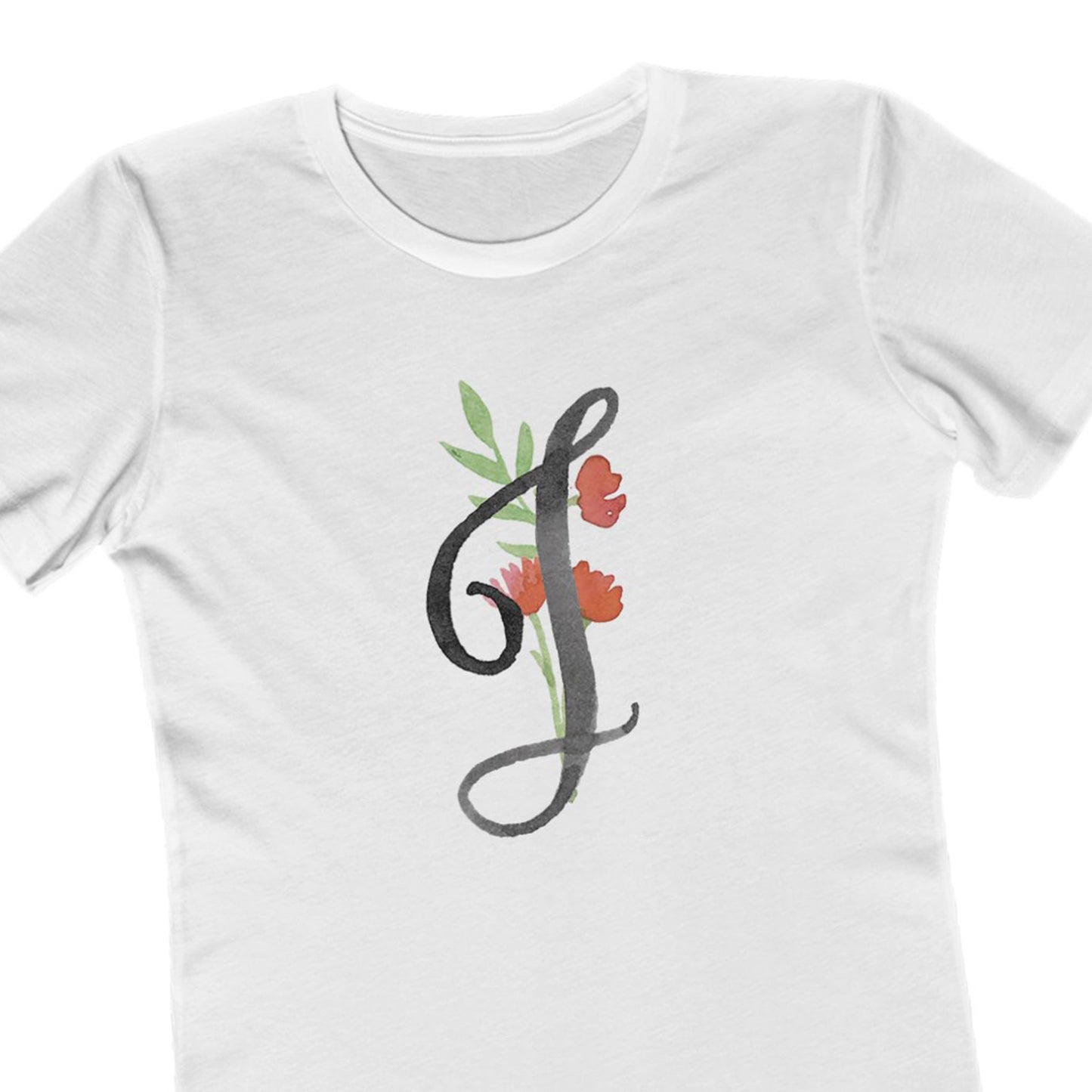 Clothing Stuff > Shirts & Tops > Women's Slim Fit Tee Watercolor Flower Letter J T-Shirt – Garden Nerd Tee for Plant Moms
