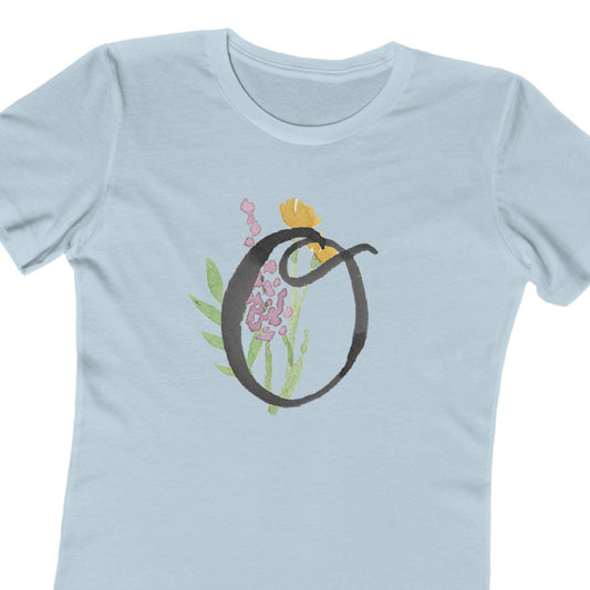 Clothing Stuff > Shirts & Tops > Women's Slim Fit Tee Watercolor Flower Letter O T-Shirt – Garden Nerd Tee for Plant Moms