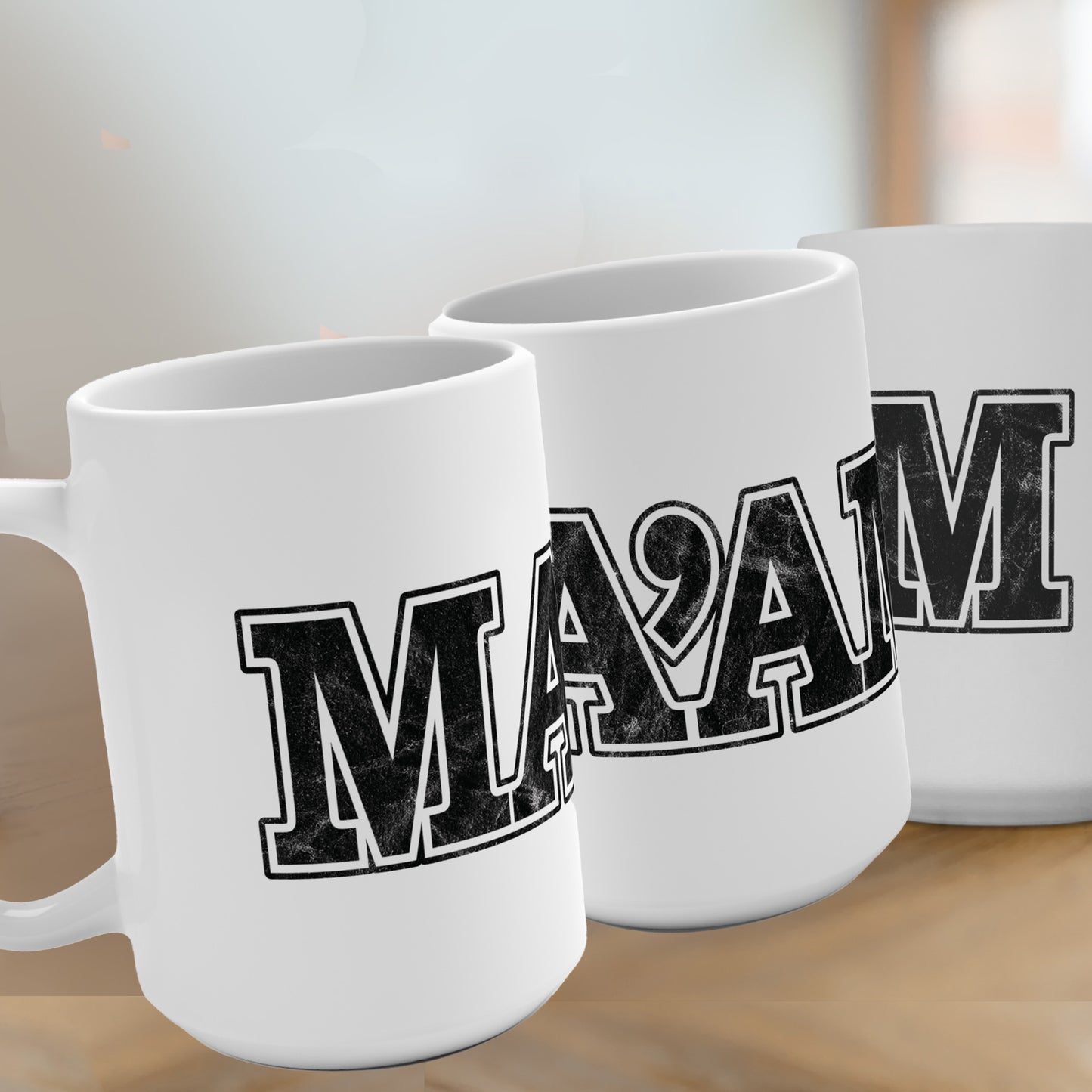 Ma’am 15oz Coffee Mug with Distressed Typography