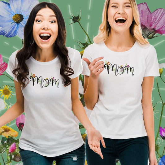 womens watercolor mom floral shirt for garden lovers | closeup