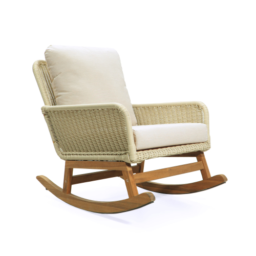 Furniture Indoor Outdoor Wooden Rocking Chair with Cushions | Cozy Reading Chair for Book Nerds Small Spaces | 1pc 2pc 3pc