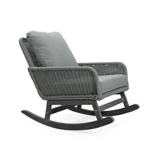 Furniture Indoor Outdoor Wooden Rocking Chair with Cushions | Cozy Reading Chair for Book Nerds Small Spaces | 1pc 2pc 3pc