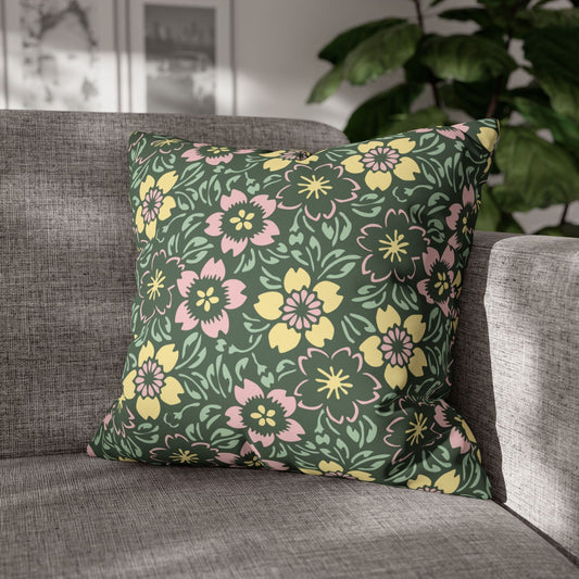 Home Stuff > Home Decor > Faux Suede Throw Pillow Case Soft Floral Pillow Cover | Light Pink & Green Accent for Cozy Home Gift or Mother’s Day Decor