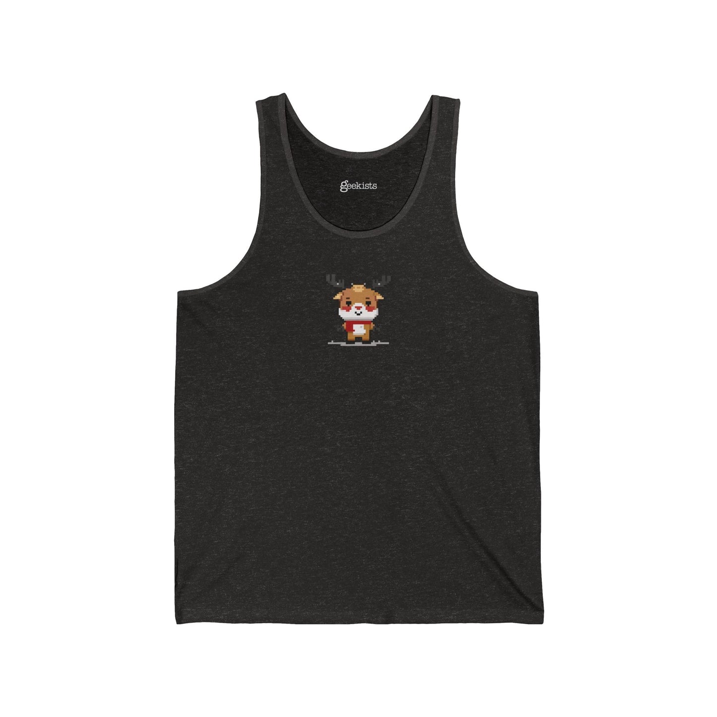 2XL-Charcoal-Black-TriBlend Tank Top 8-Bit Reindeer Unisex Tank Top | Lightweight Jersey Tank | Graphic Shirts for Summer