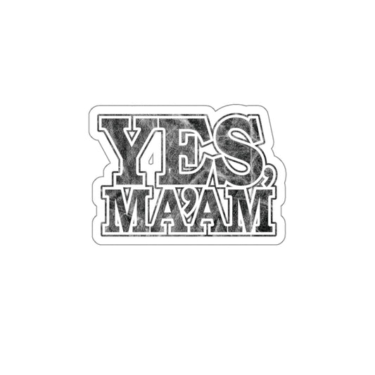 yes ma’am alpha military nerd decal sticker – distressed yes ma’am graphic – 3" × 3"